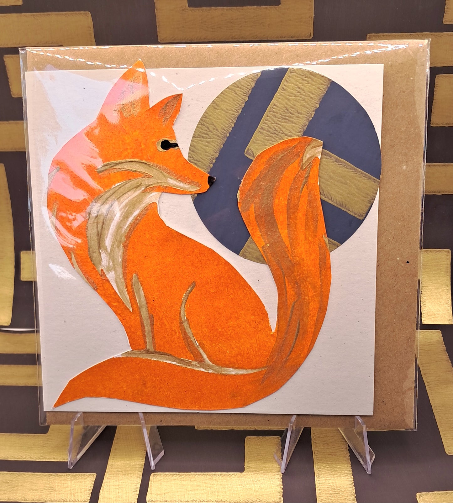FULL MOON FOX. HAND PAINTED ECO-FRIENDLY GREETINGS CARD.