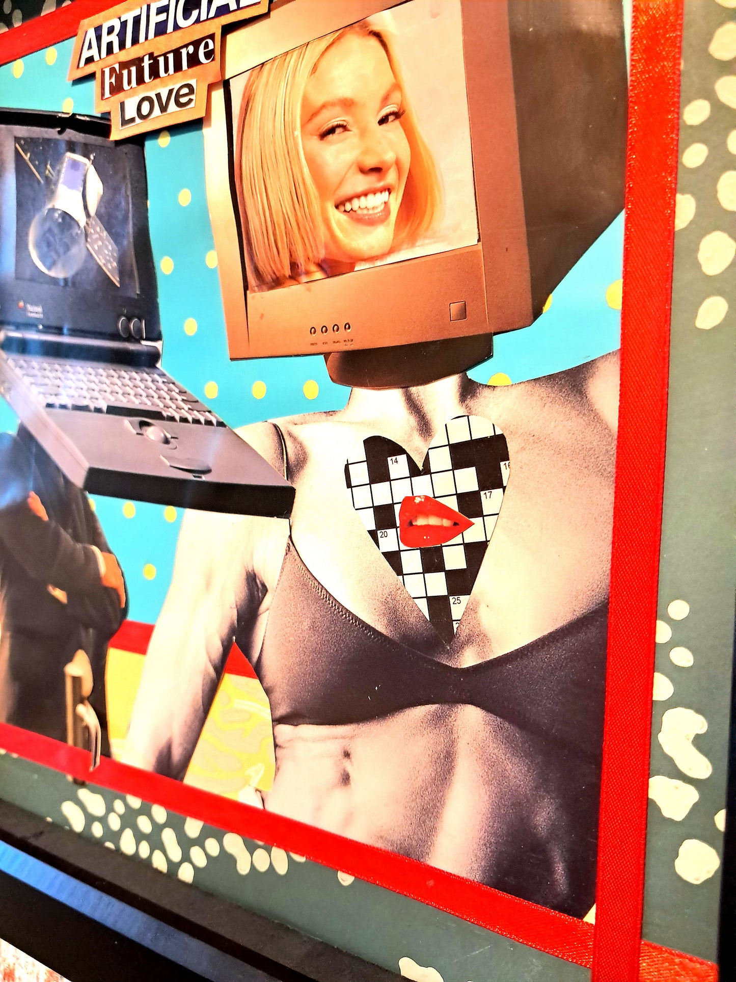 ARTIFICIAL FUTURE LOVE. ORIGINAL COLLAGE ART. FRAMED.