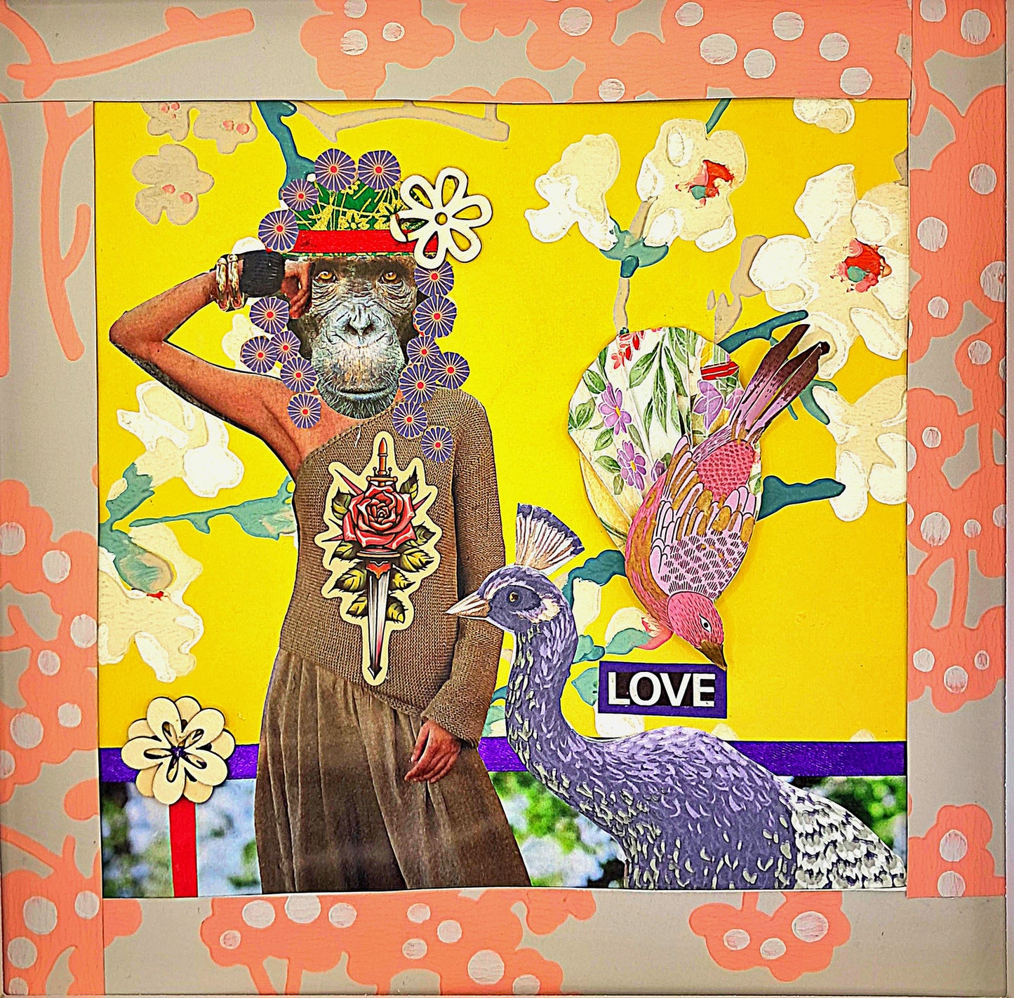 BEAUTIFUL. ORIGINAL COLLAGE ART. FRAMED.