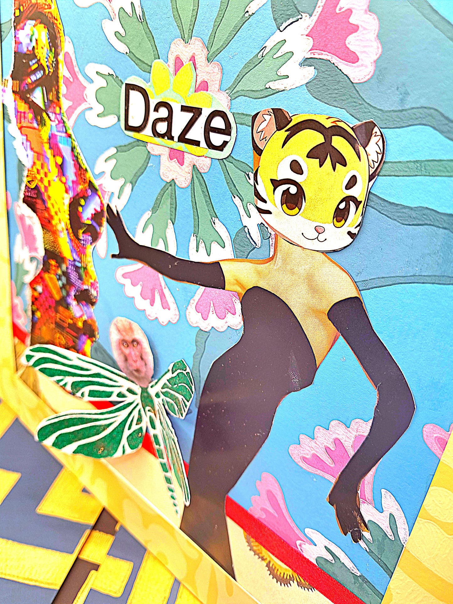 DIGITAL DAZE. ORIGINAL COLLAGE ART. FRAMED.