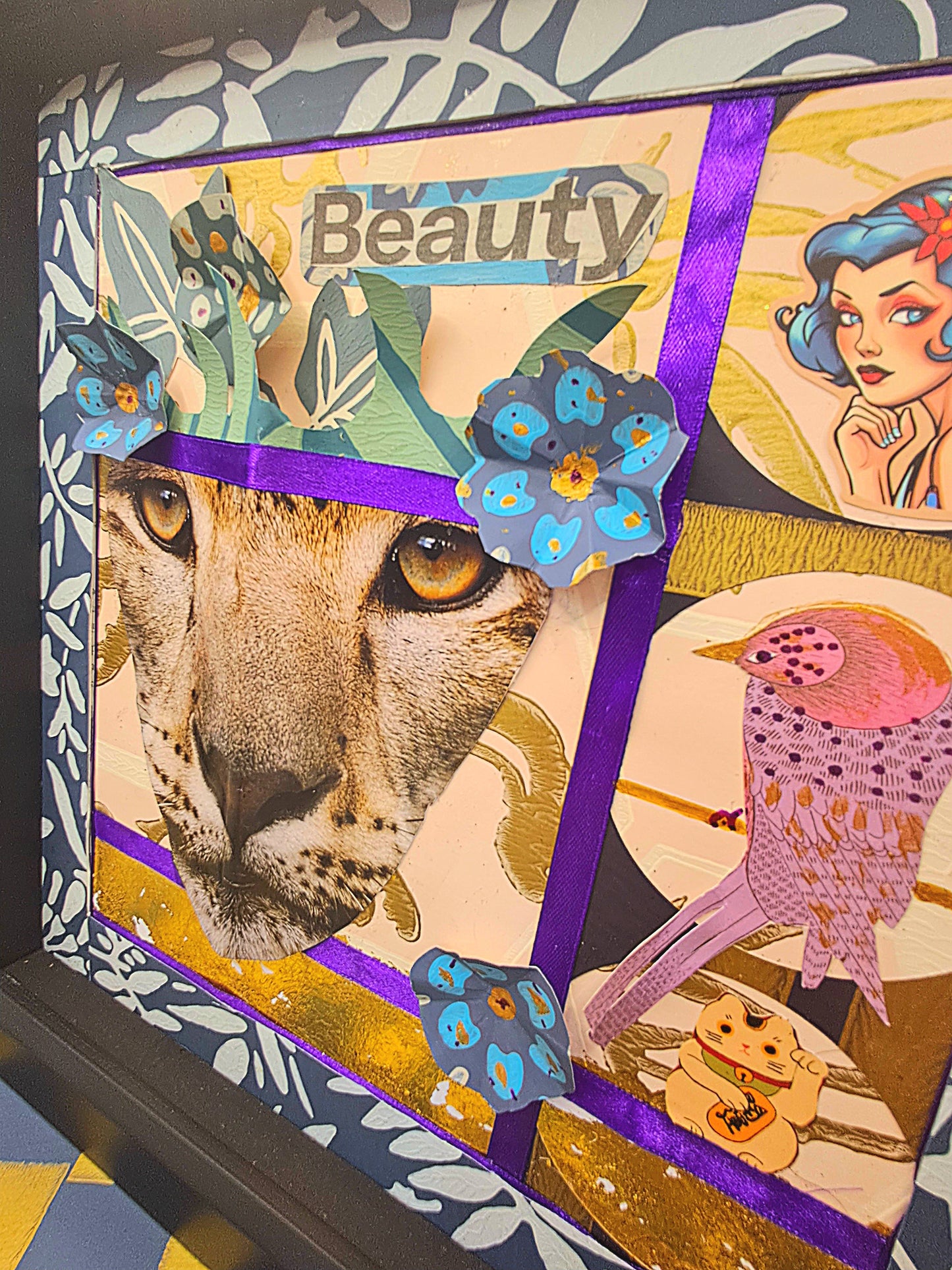 WILD BEAUTY. ORIGINAL COLLAGE ART. FRAMED.