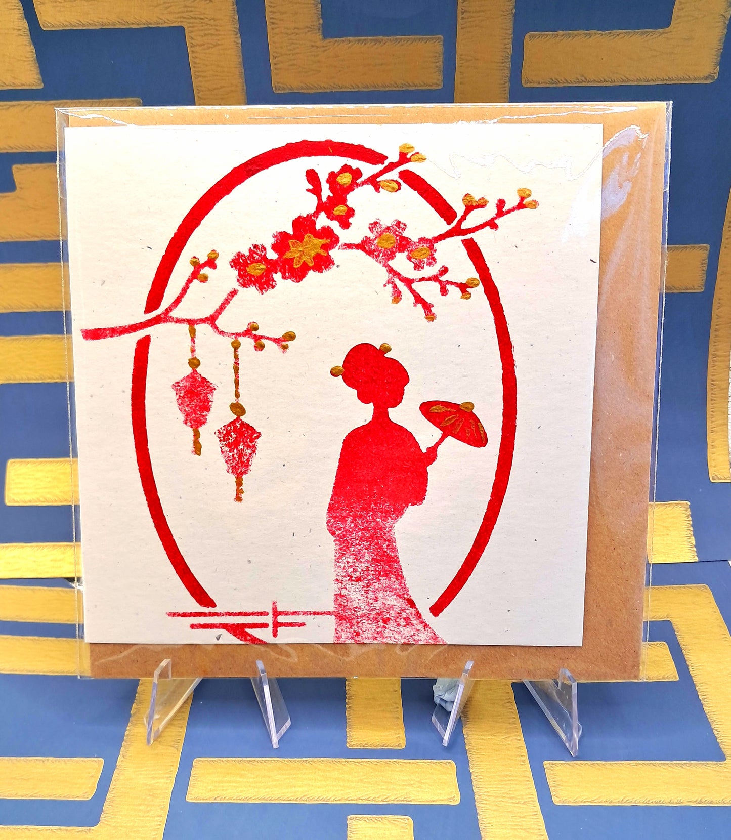 CHERRY BLOSSOM. HAND PAINTED ECO-FRIENDLY GREETINGS CARDS.