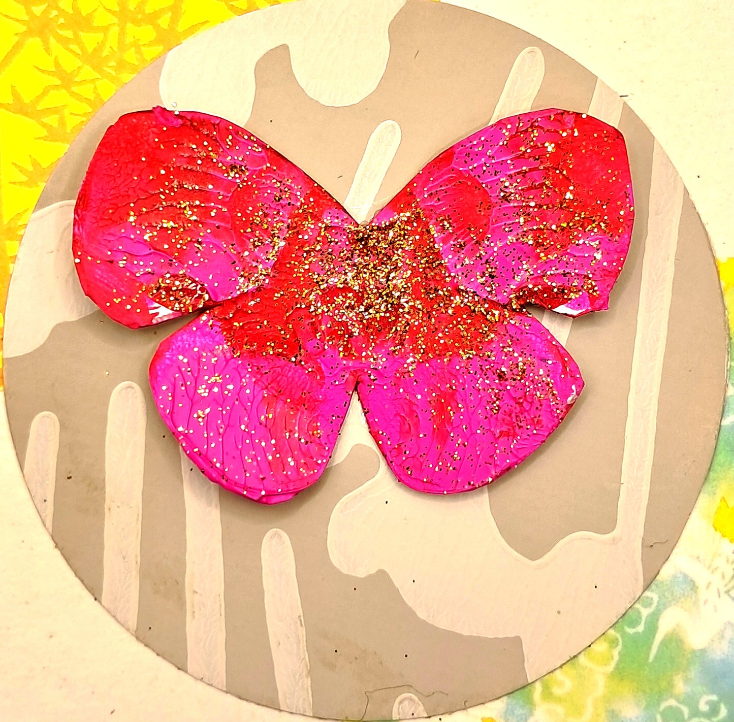RED BUTTERFLY. HAND PAINTED ECO-FRIENDLY GREETINGS CARD.