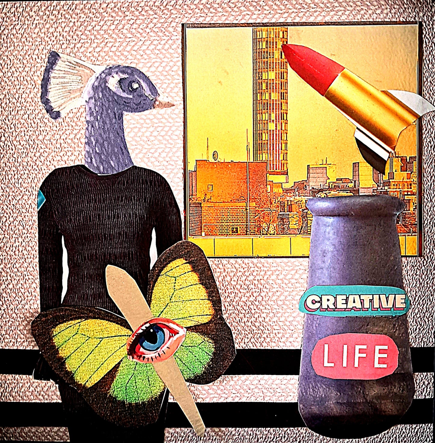 EVOLVING CREATIVLY. ORIGINAL COLLAGE ART. FRAMED