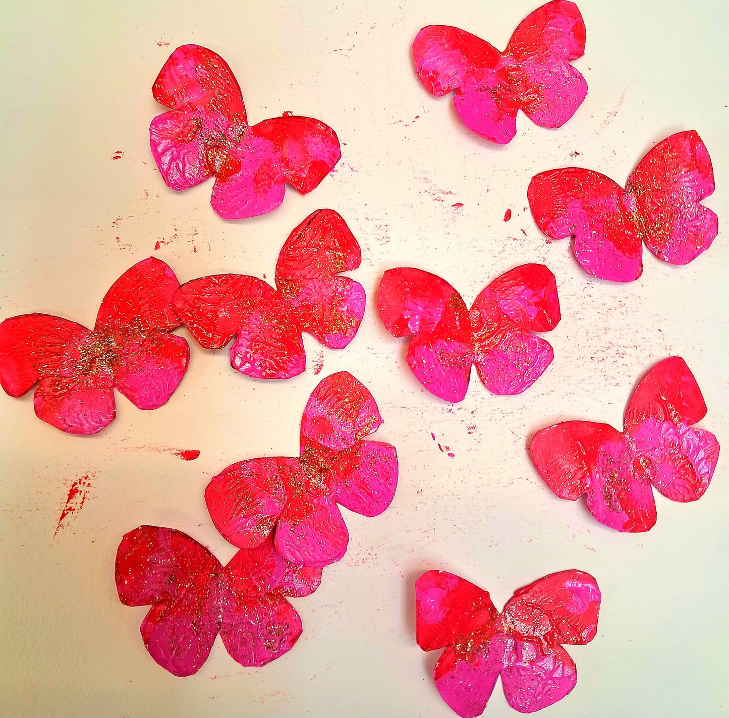 RED BUTTERFLY. HAND PAINTED ECO-FRIENDLY GREETINGS CARD.