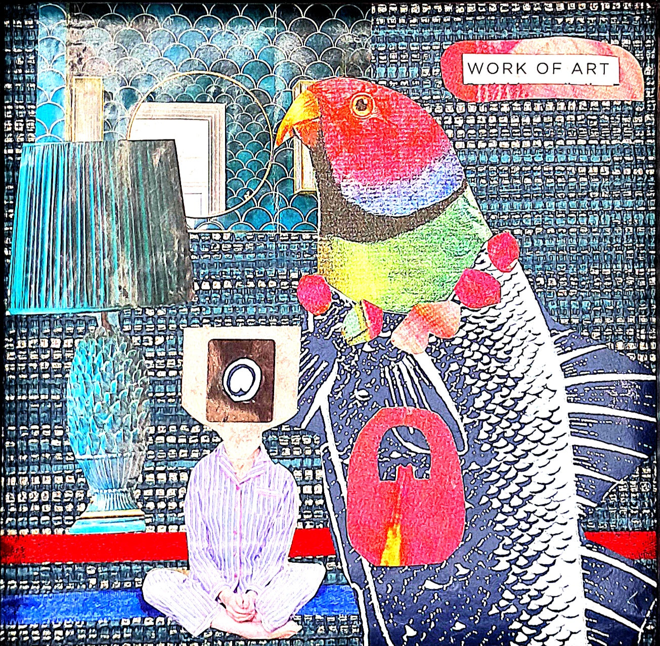WORK OF ART. ORIGINAL COLLAGE ART. FRAMED.