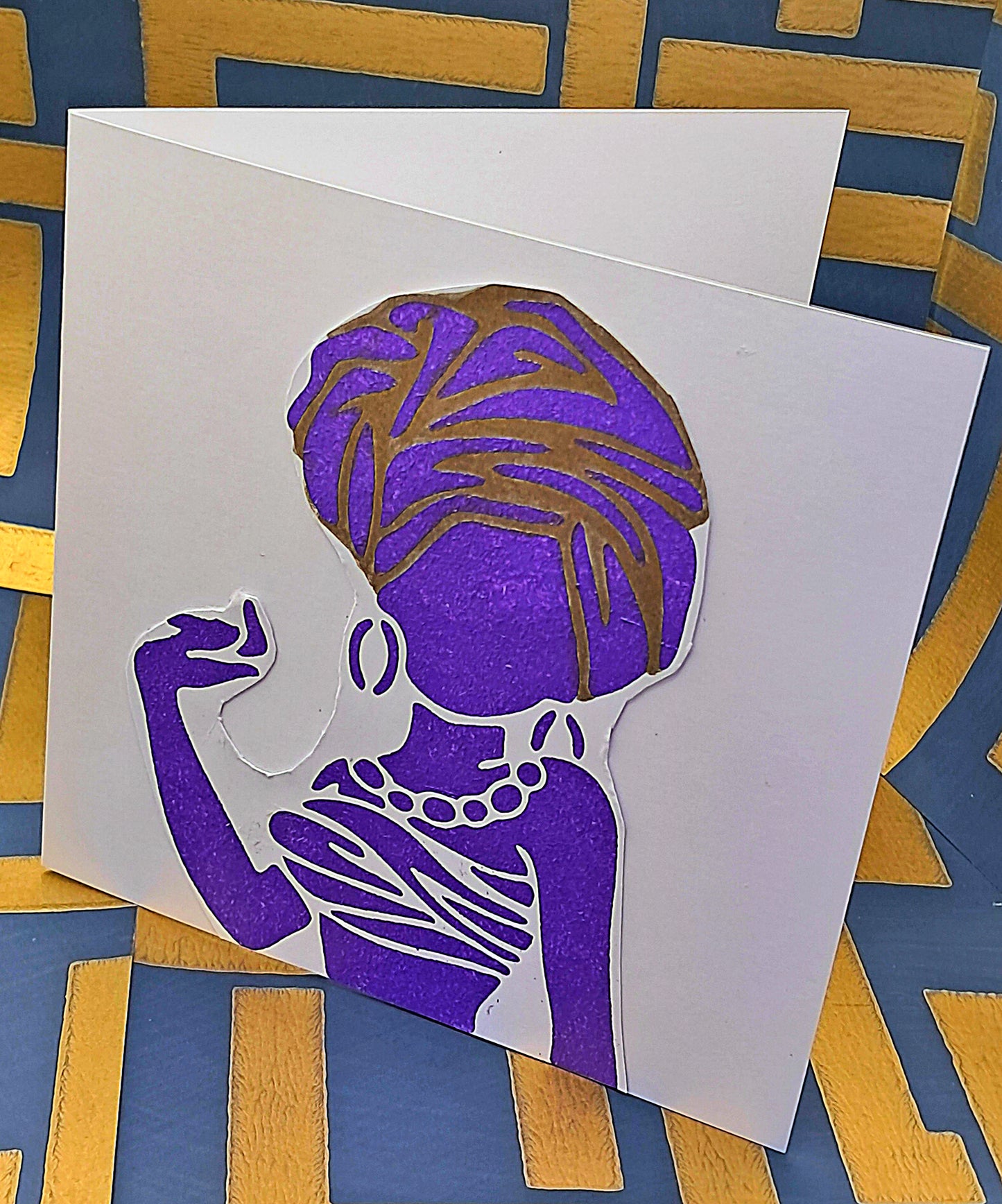 TINA - HAND PAINTED AFRICAN QUEEN COLLECTION. ECO-FRIENDLY GREETINGS CARD.