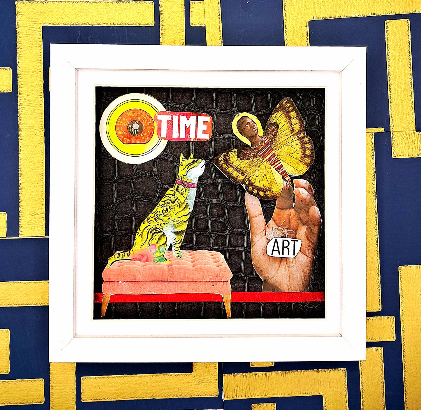 MOMENT IN TIME. ORIGINAL COLLAGE ART. FRAMED.