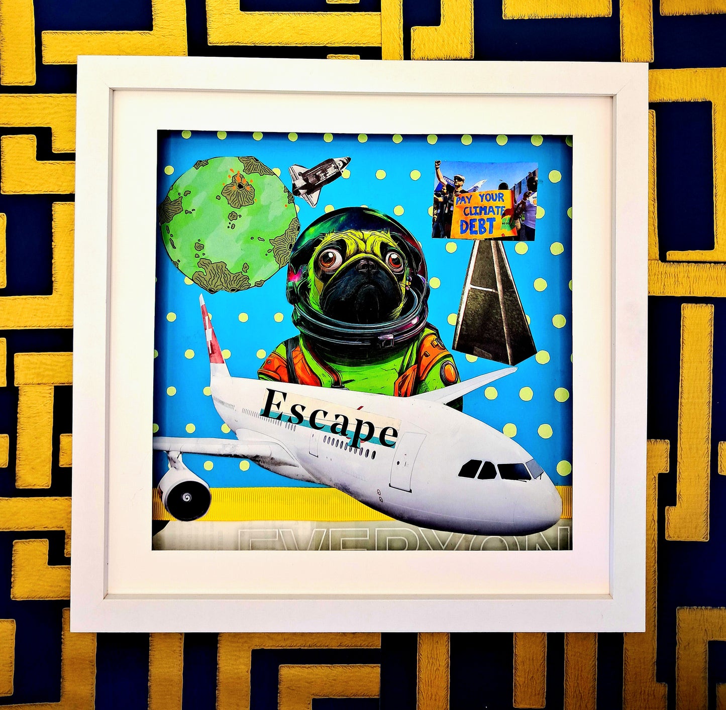 ESCAPE PLAN. ORIGINAL COLLAGE ART. FRAMED.