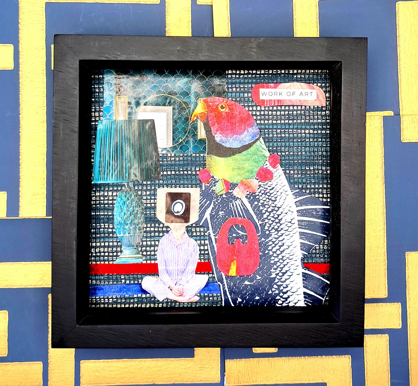 WORK OF ART. ORIGINAL COLLAGE ART. FRAMED.