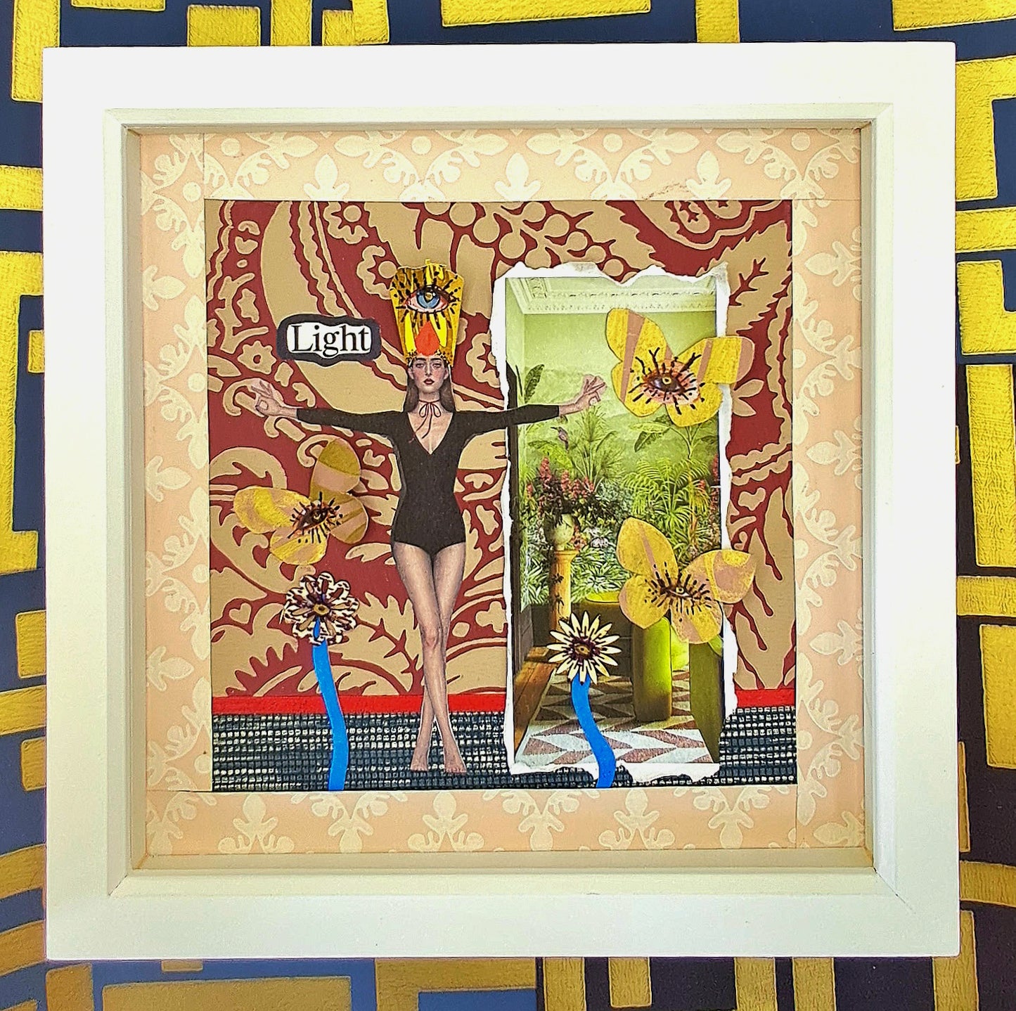 EYE OF LIGHT. ORIGINAL COLLAGE ART. FRAMED.