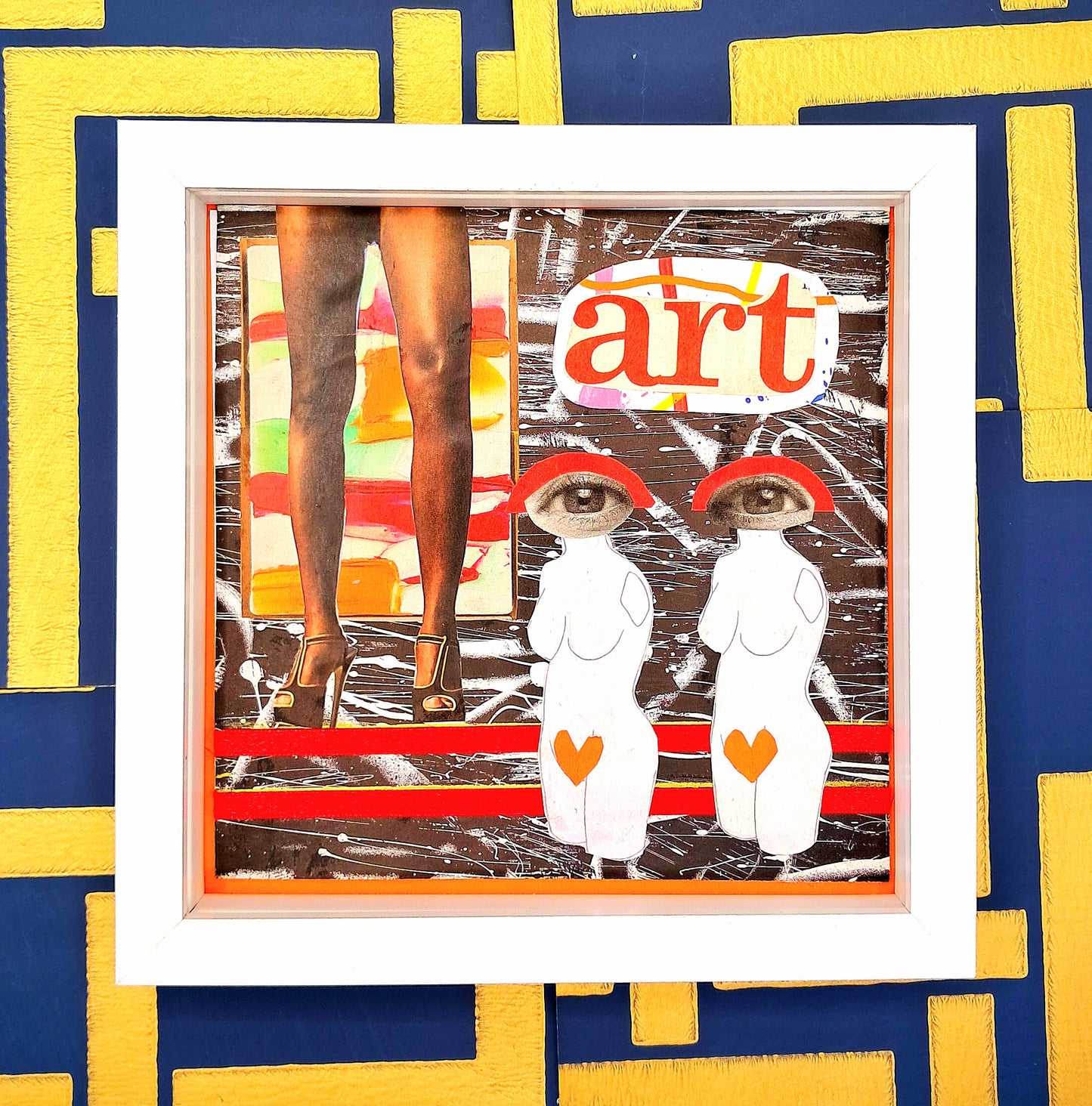 FEMALE FORM. ORIGINAL COLLAGE ART. FRAMED.