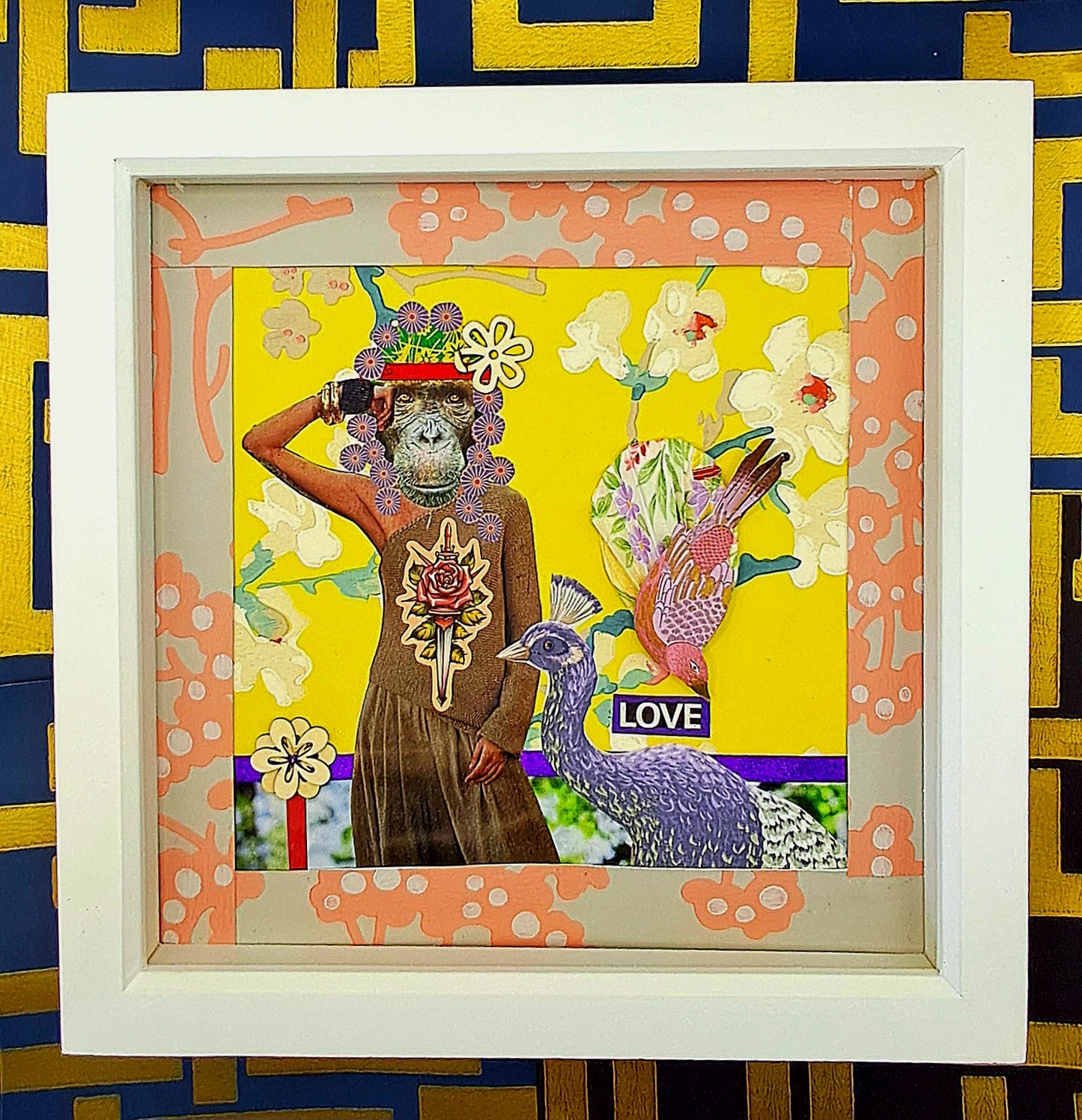 BEAUTIFUL. ORIGINAL COLLAGE ART. FRAMED.
