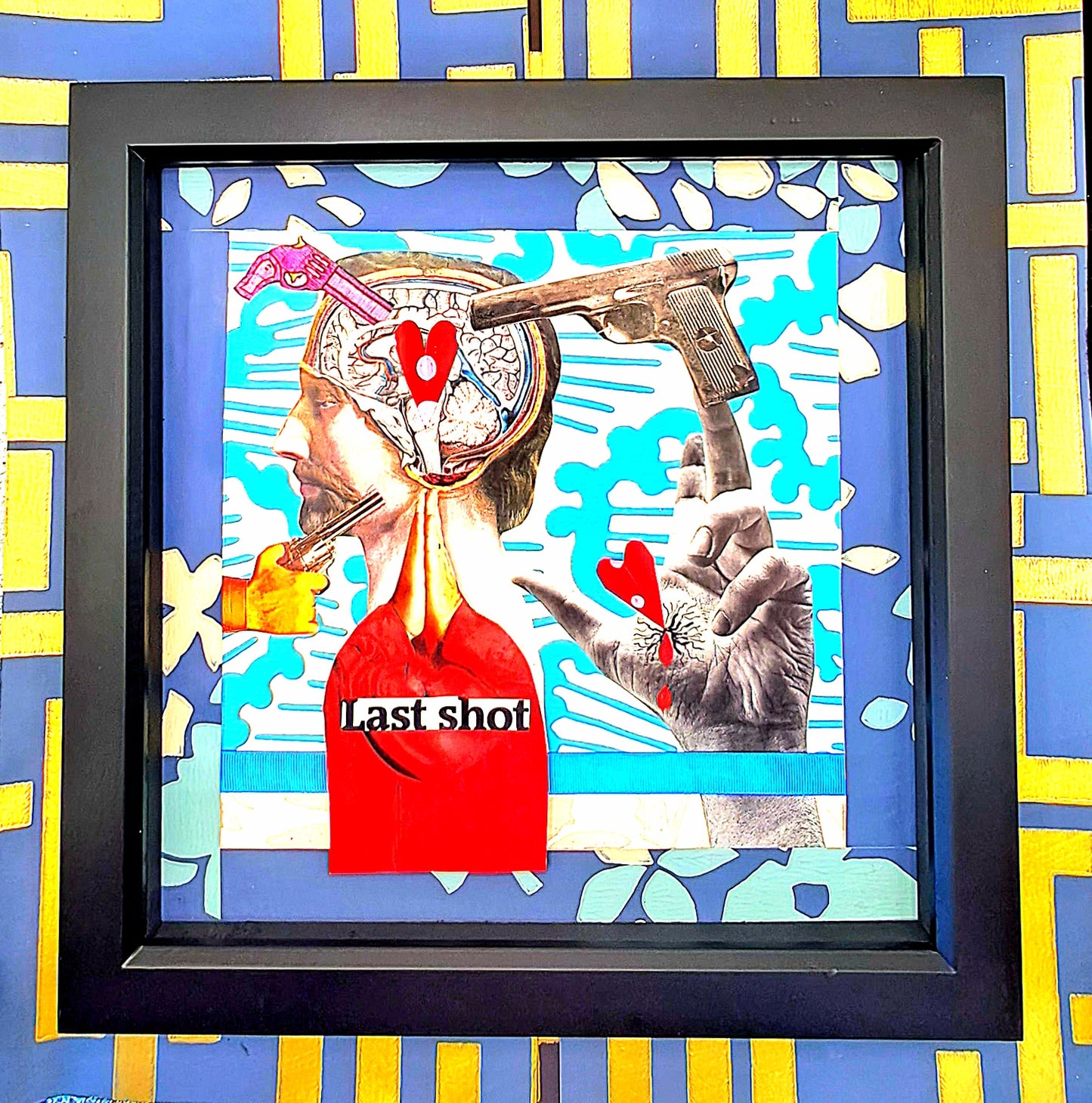 LAST SHOT. ONE OFF COLLAGE ART. FRAMED.