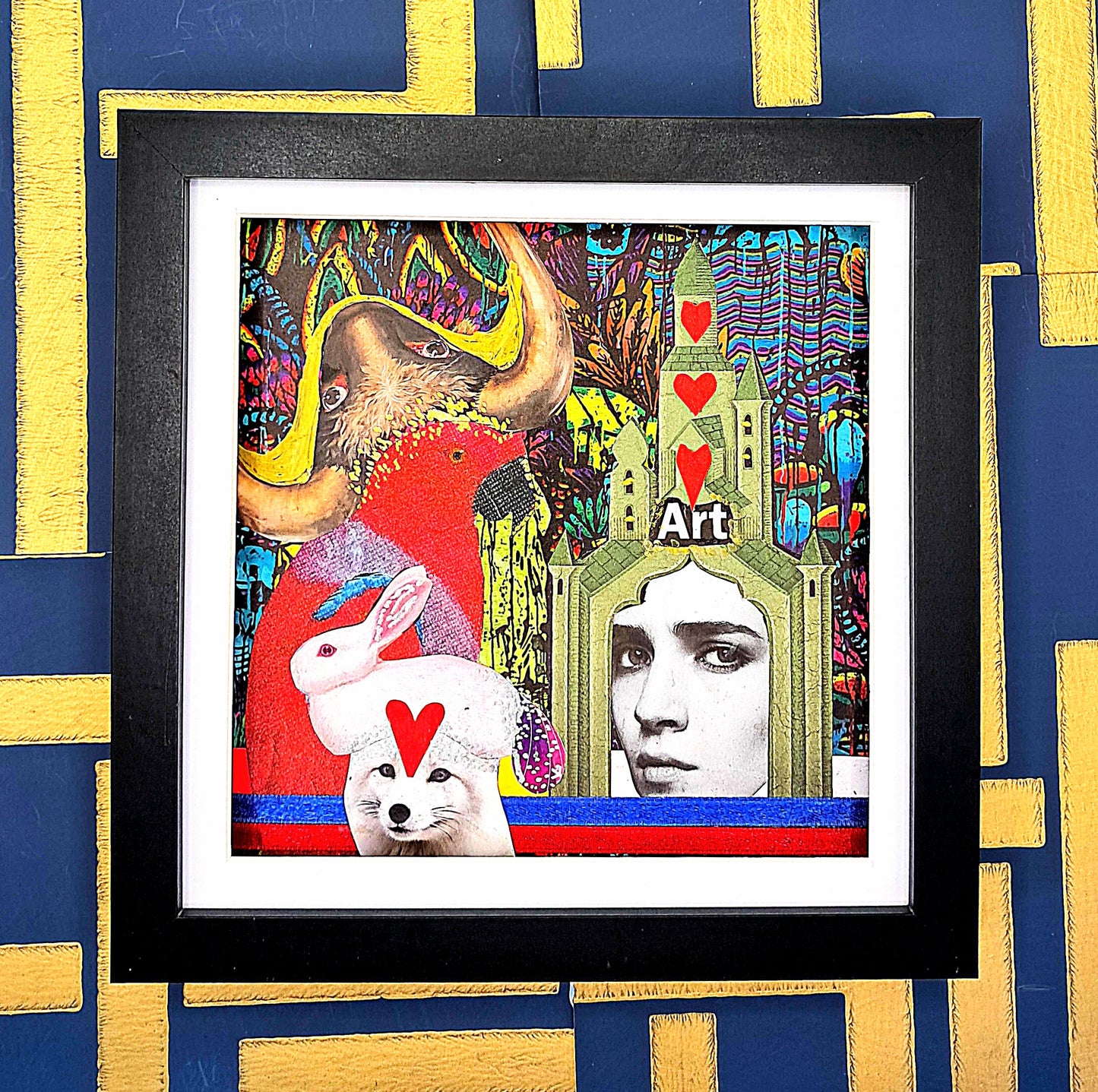 MAD HATTER. ORIGINAL COLLAGE ART. FRAMED.