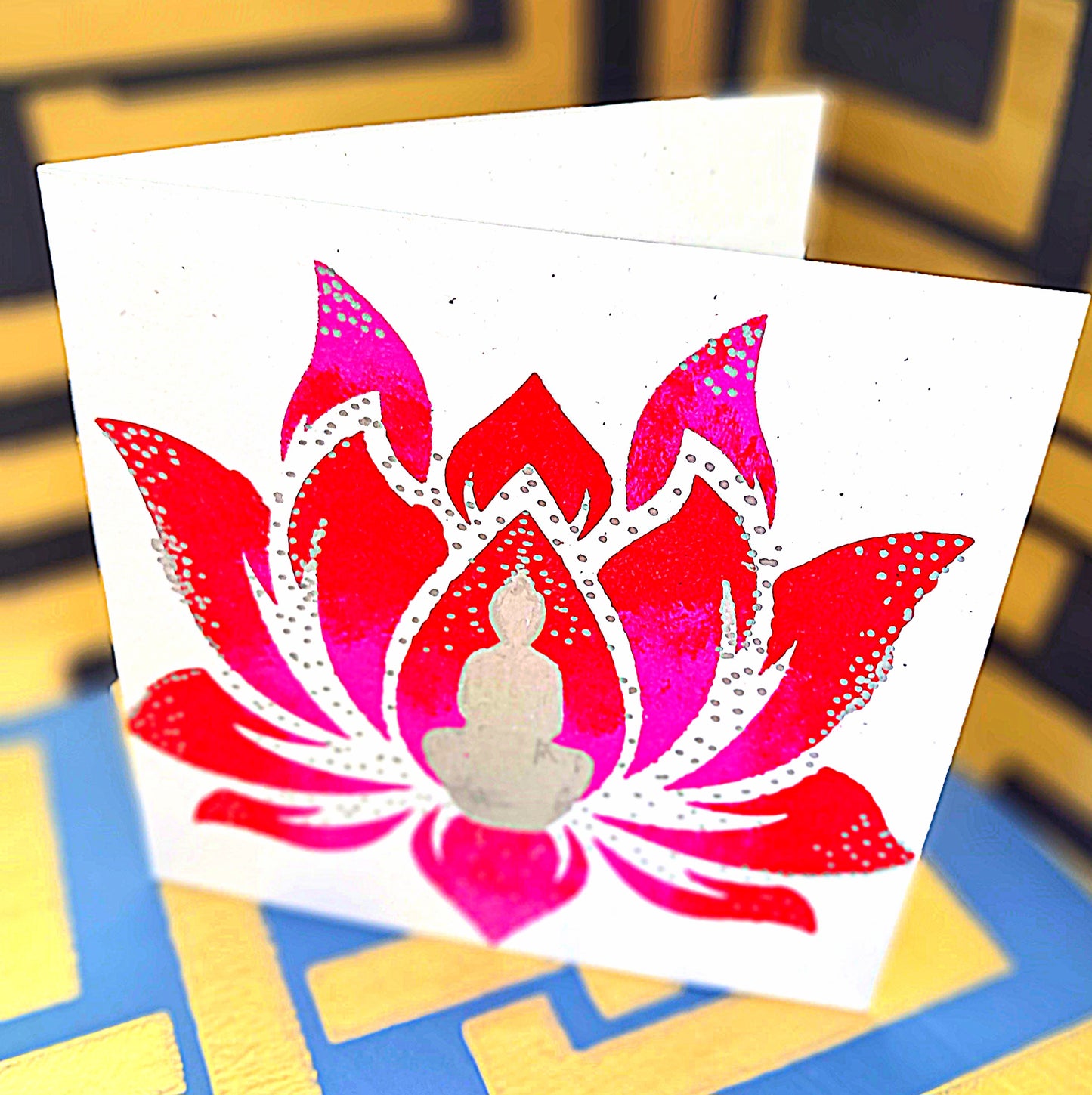 LOTUS FLOWER. HAND-PAINTED & ECO-FRIENDLY GREETINGS CARD.