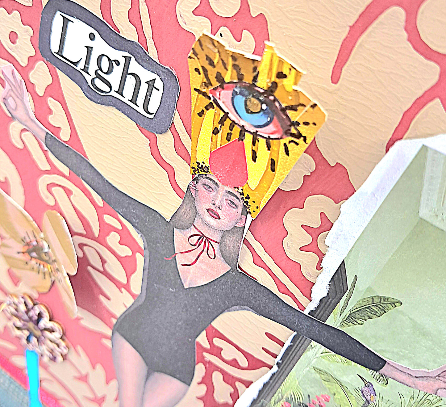 EYE OF LIGHT. ORIGINAL COLLAGE ART. FRAMED.