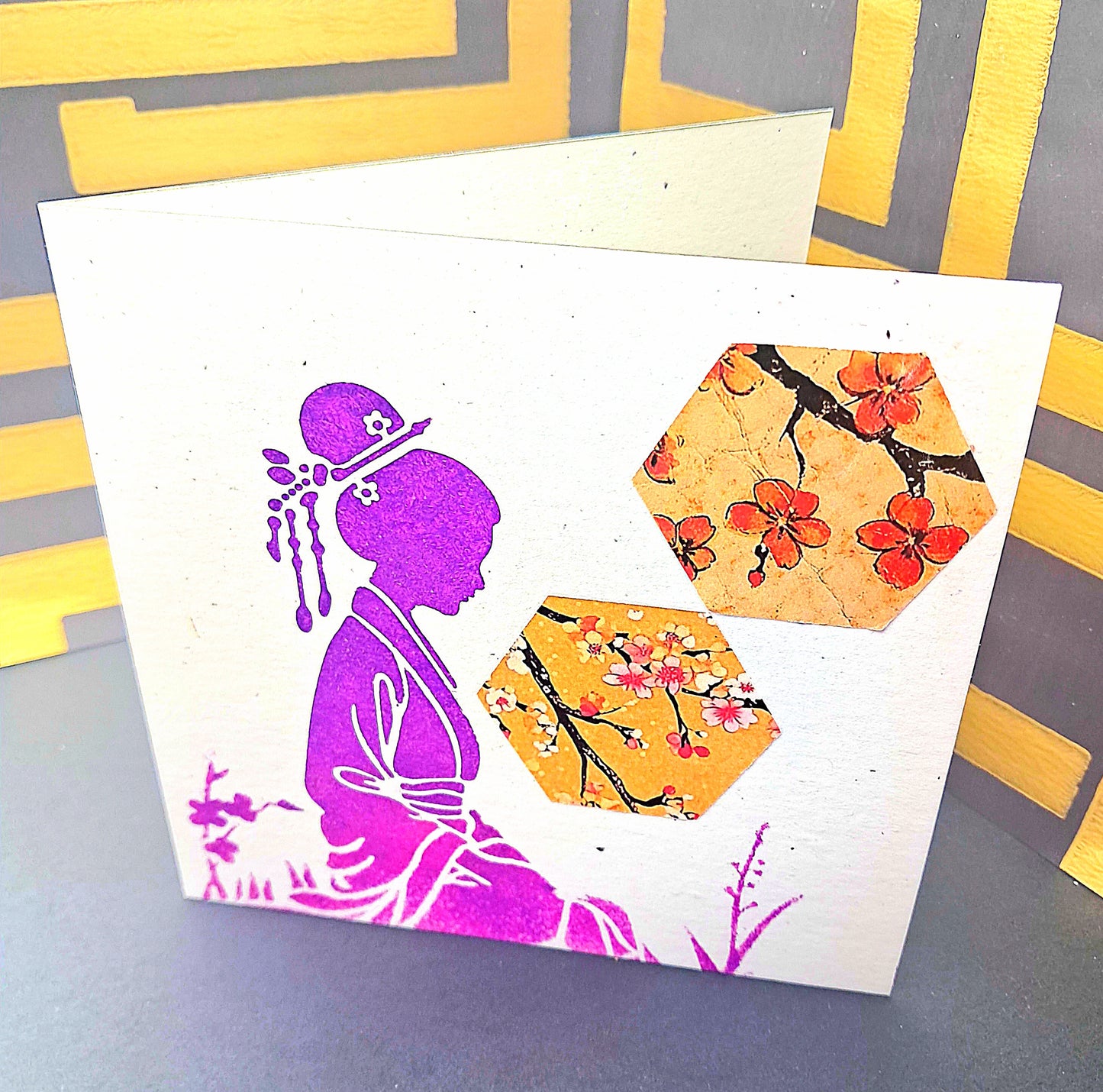 MEDITATION. HAND-PAINTED ECO-FRIENDLY GREETINGS CARD.