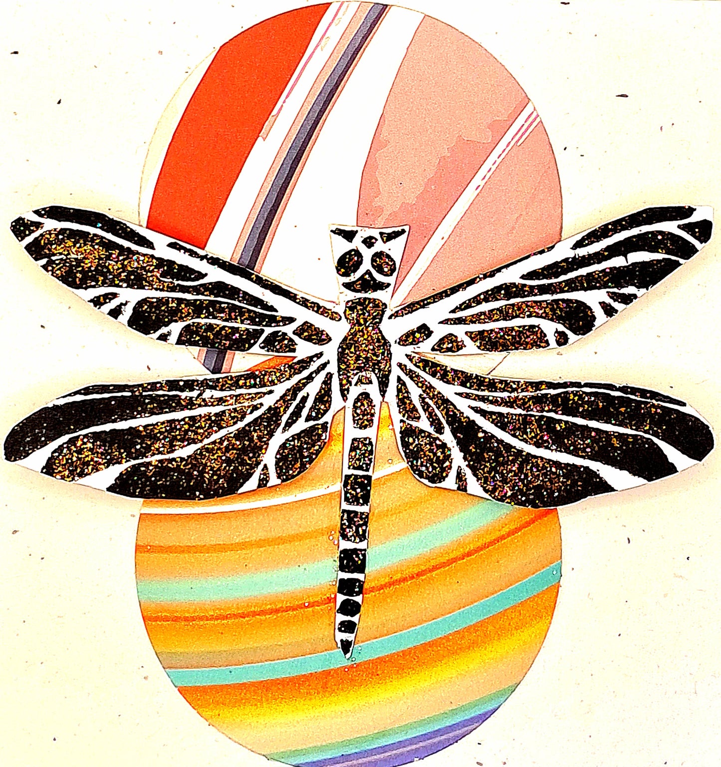 BLACK DRAGONFLY. HAND PAINTED ECO-FRIENDLY GREETINGS CARD.
