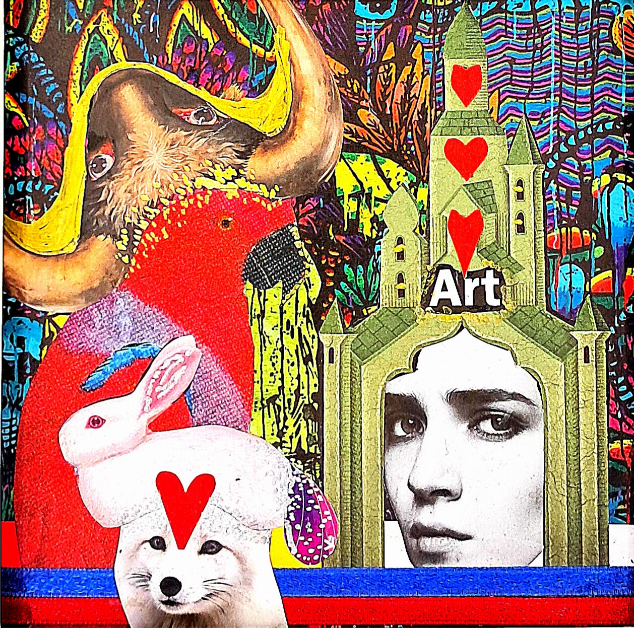 MAD HATTER. ORIGINAL COLLAGE ART. FRAMED.