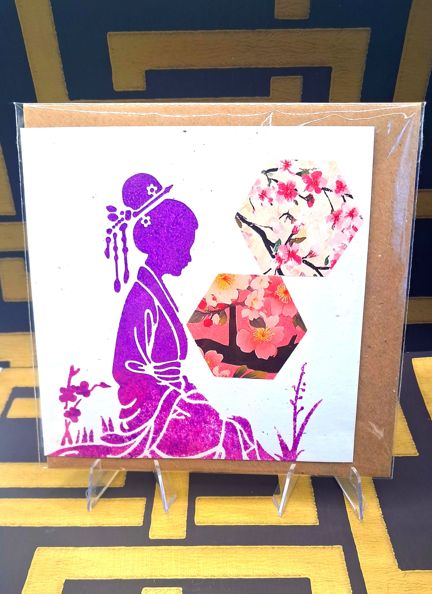 MEDITATION. HAND-PAINTED ECO-FRIENDLY GREETINGS CARD.