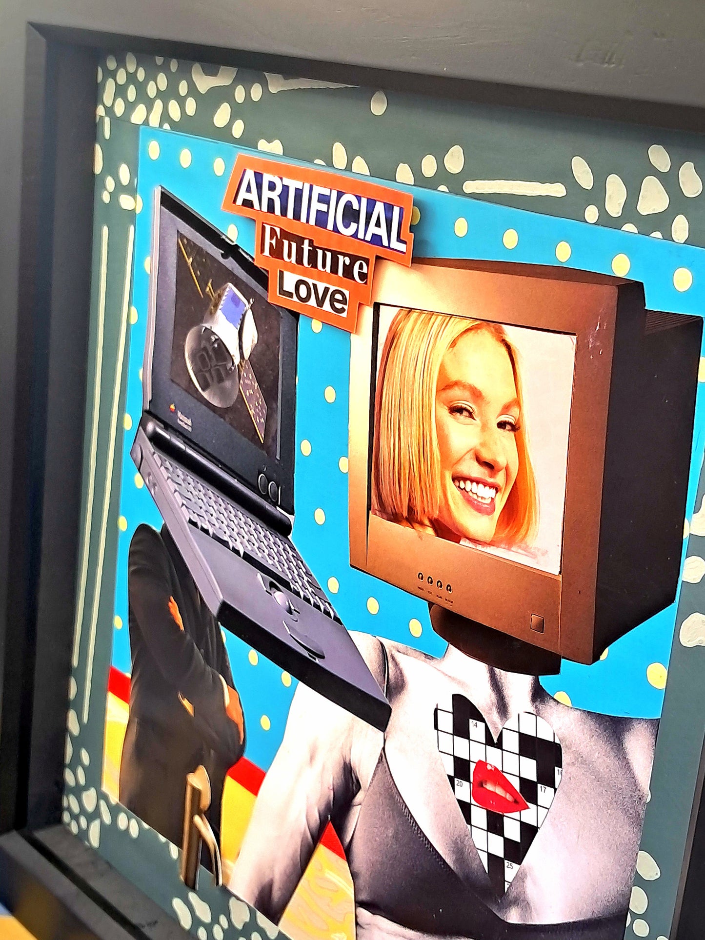 ARTIFICIAL FUTURE LOVE. ORIGINAL COLLAGE ART. FRAMED.