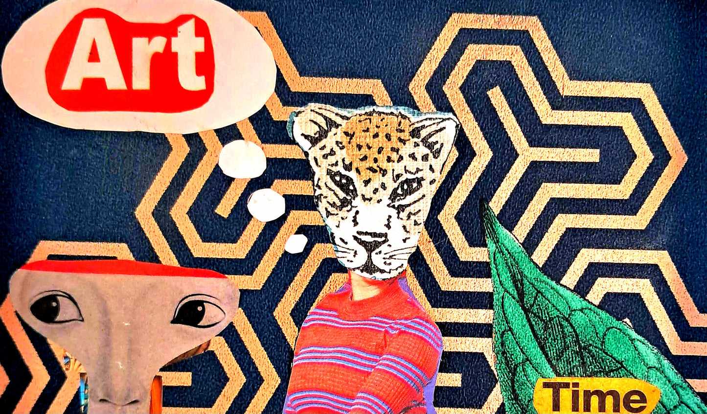 ART IS ON MY MIND. ORIGINAL COLLAGE ART. FRAMED.