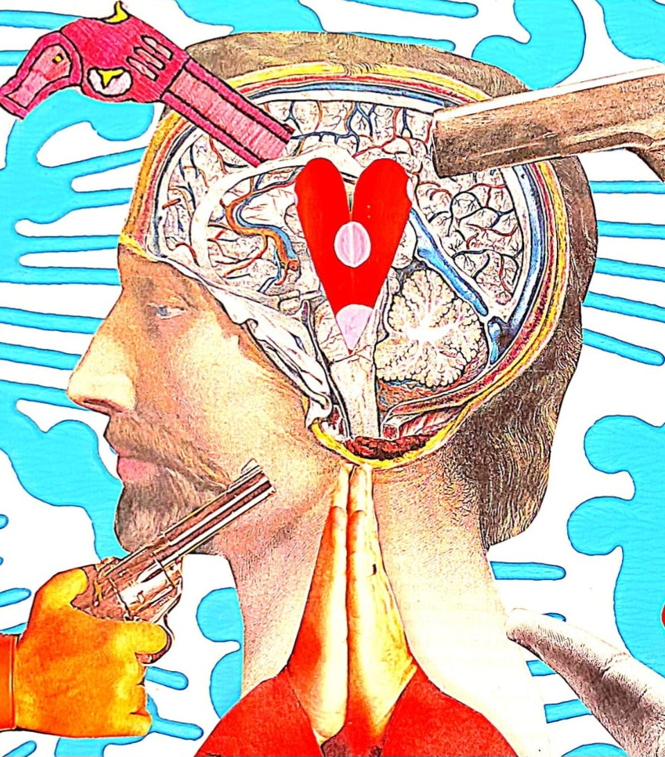 LAST SHOT. ONE OFF COLLAGE ART. FRAMED.