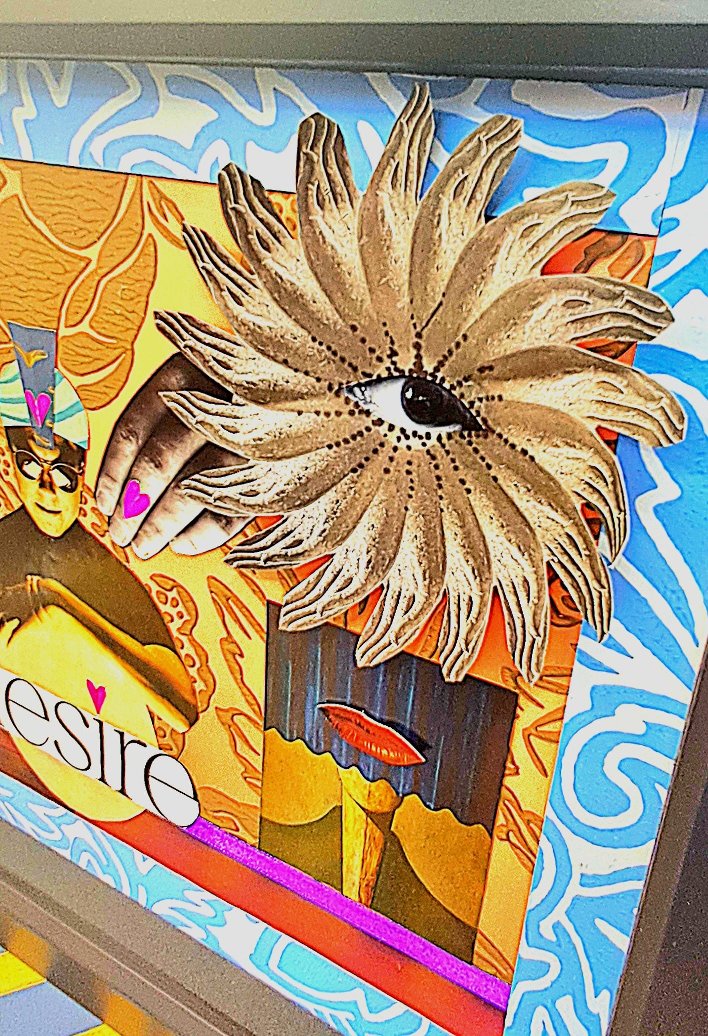WHEEL OF DESIRE. ONE OFF COLLAGE DESIGN. FRAMED.