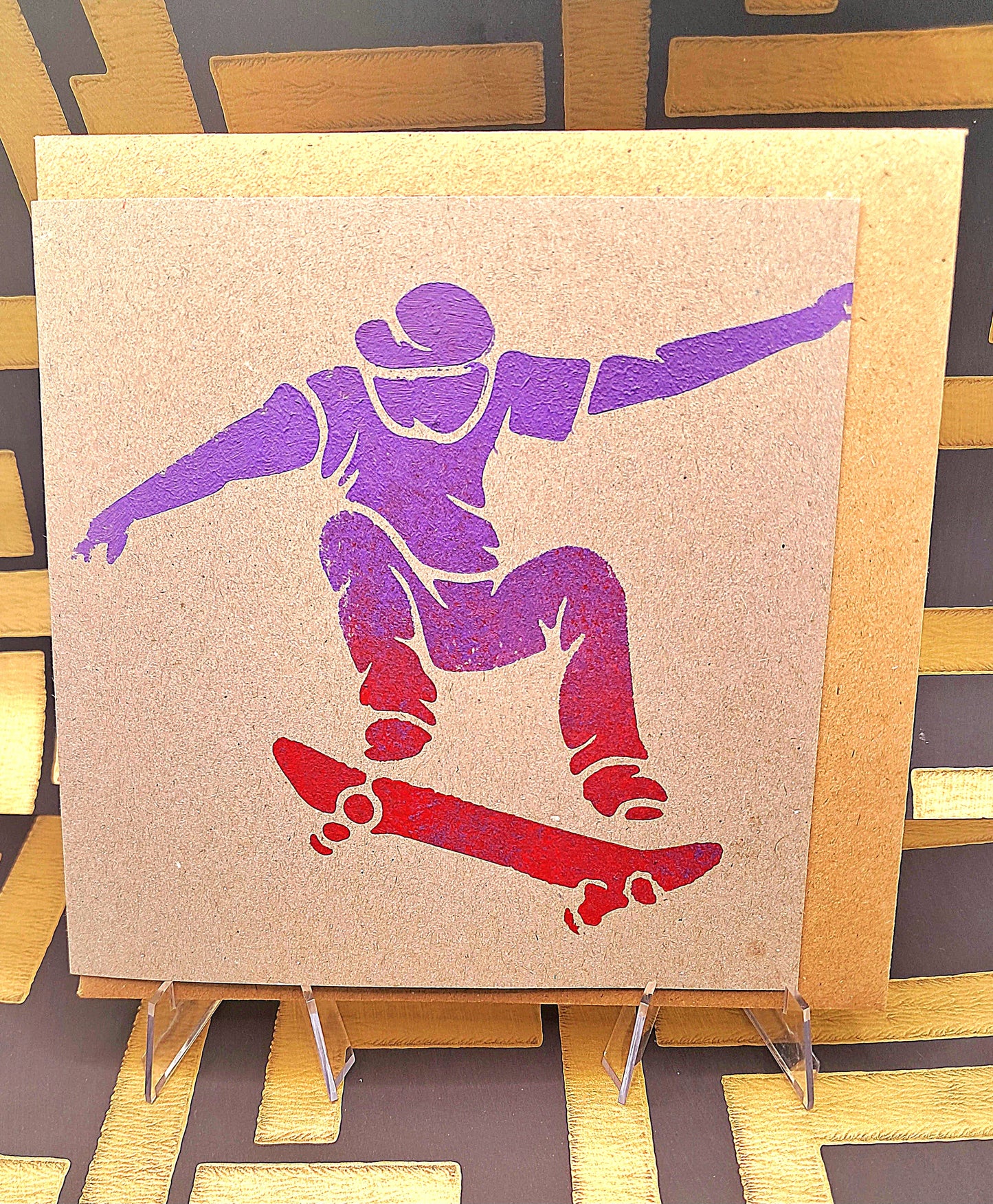 SWEET MOVE. HAND PAINTDED ECO-FRIENDLY GREETINGS CARD FOR GUYS.