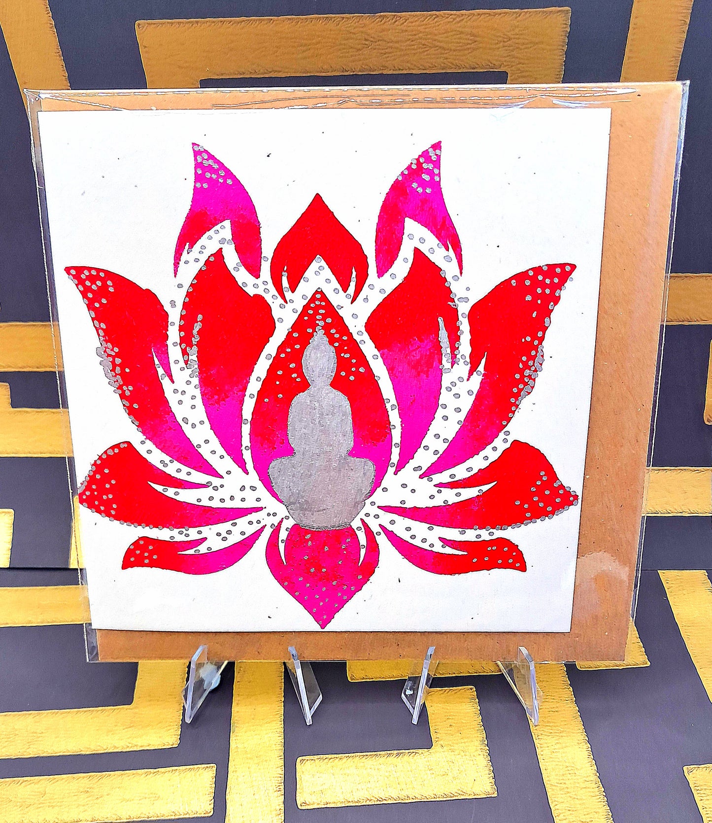 LOTUS FLOWER. HAND-PAINTED & ECO-FRIENDLY GREETINGS CARD.