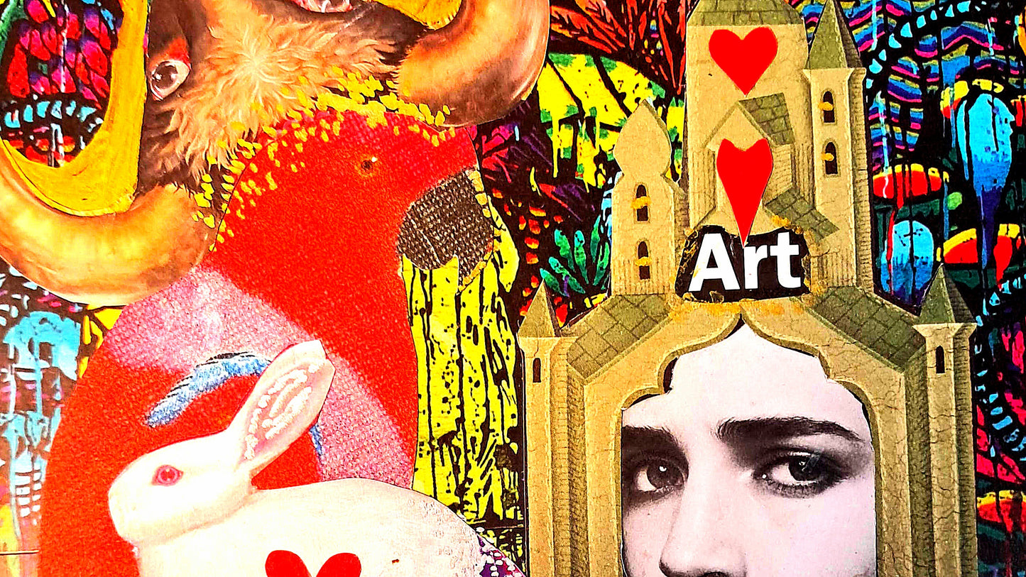 MAD HATTER. ORIGINAL COLLAGE ART. FRAMED.