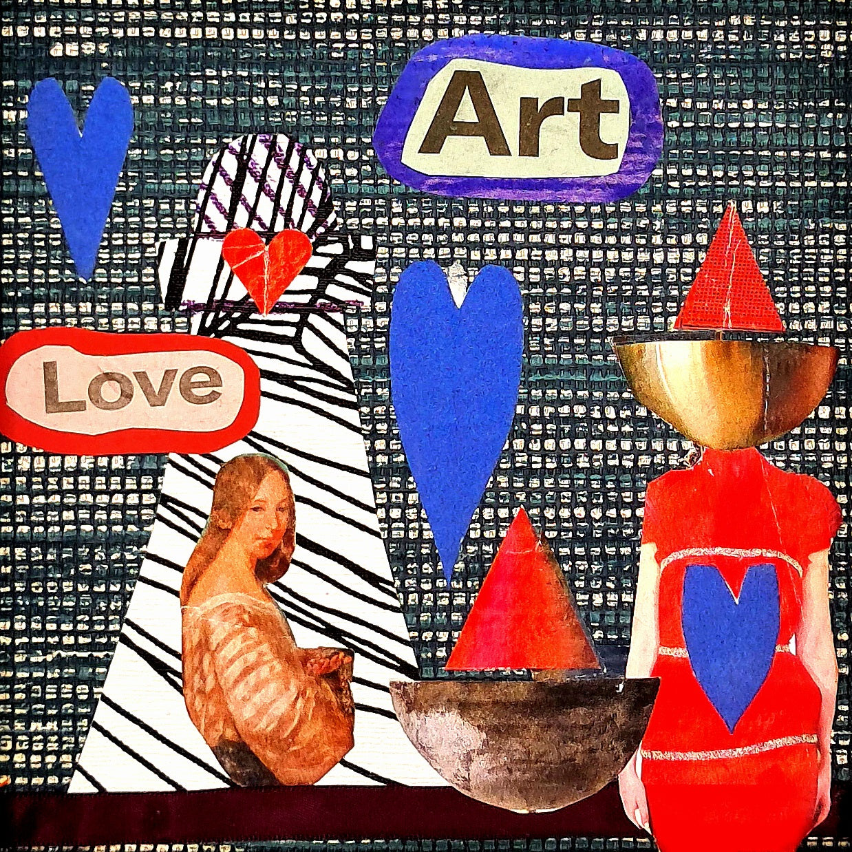 OCEAN VIEW. ORIGINAL COLLAGE ART. FRAMED.
