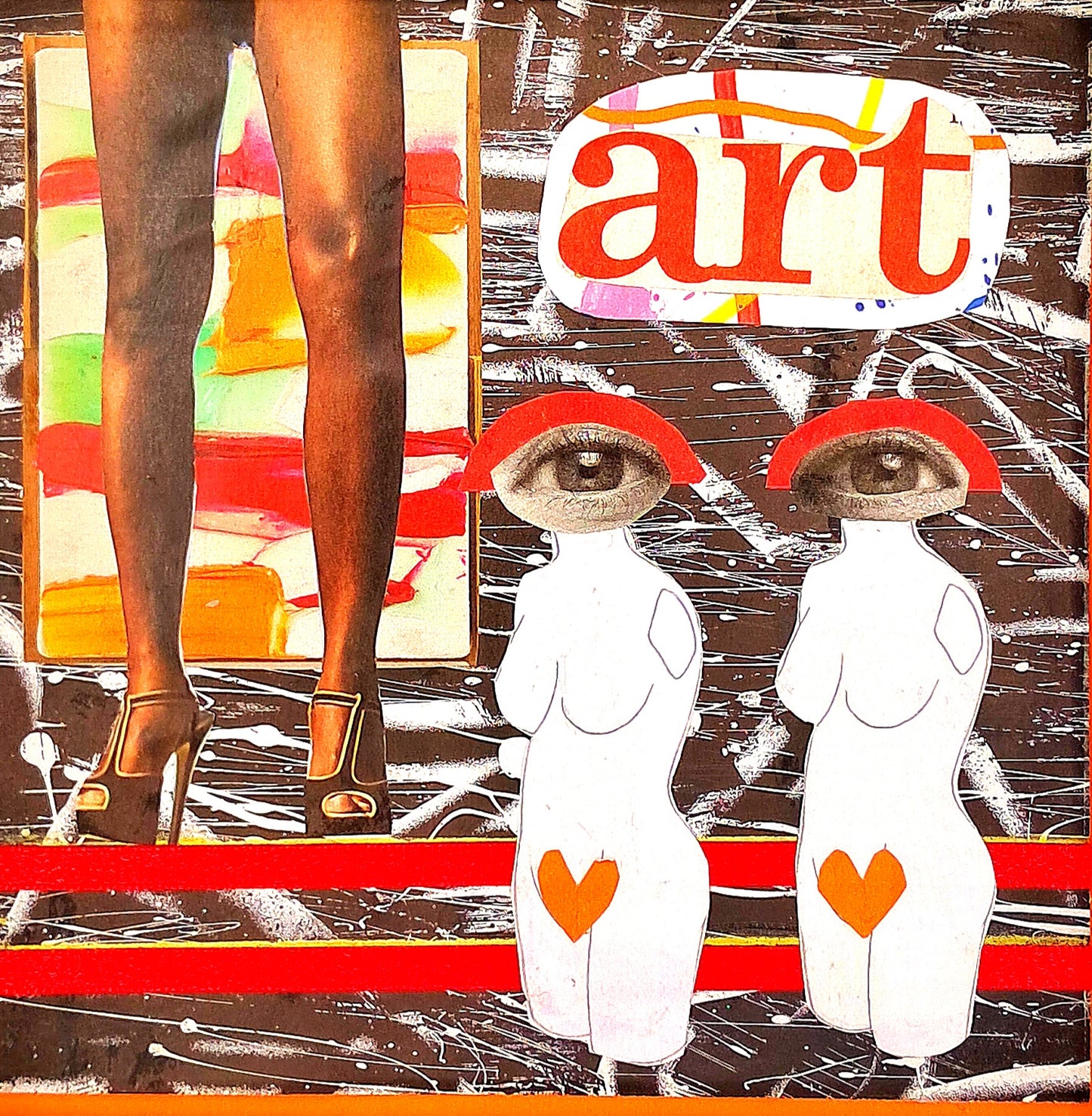 FEMALE FORM. ORIGINAL COLLAGE ART. FRAMED.