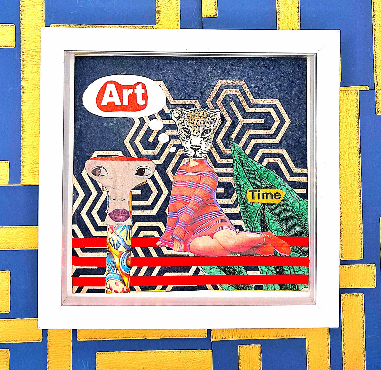 ART IS ON MY MIND. ORIGINAL COLLAGE ART. FRAMED.