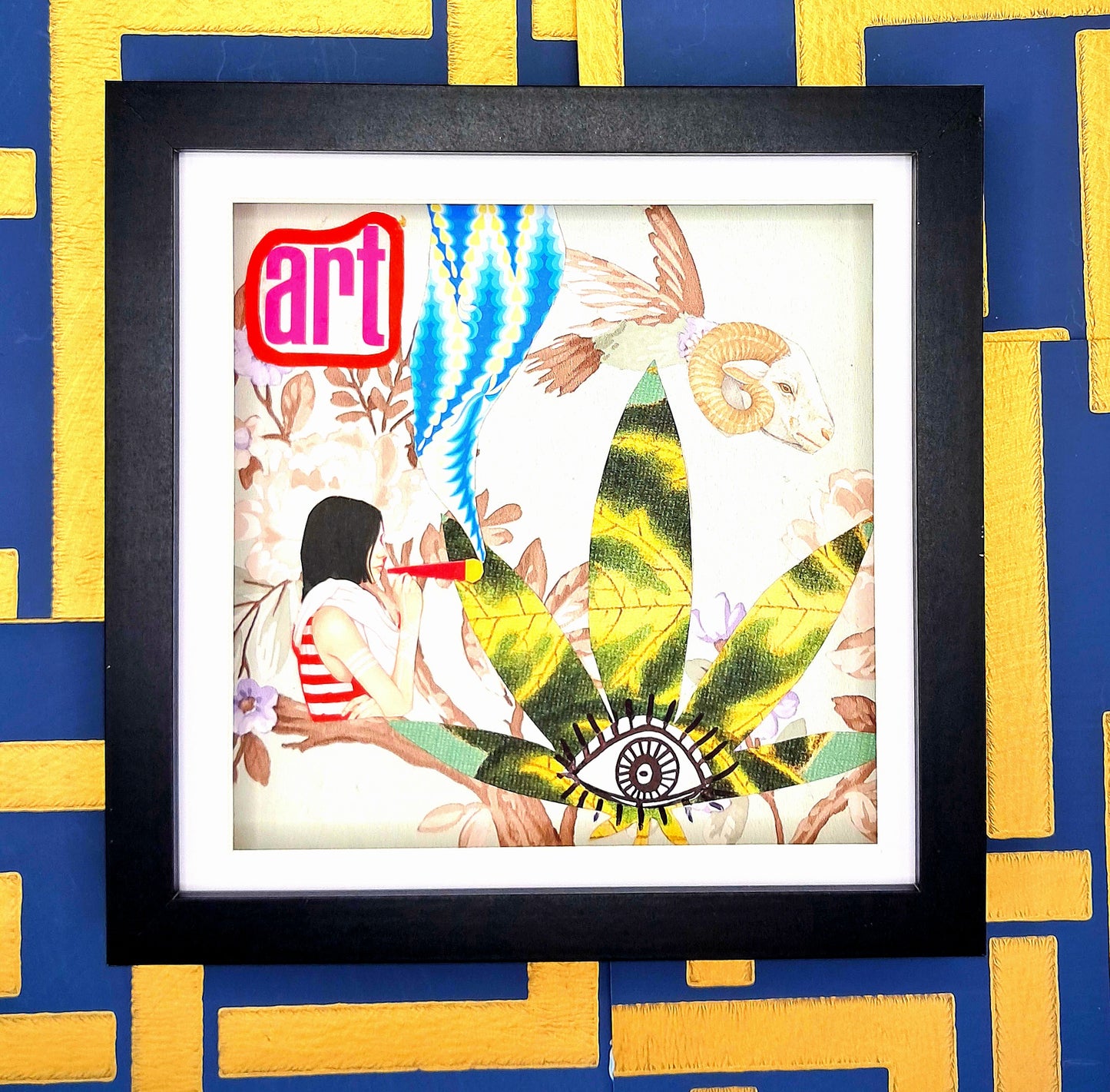 MINDS EYE. ORIGINAL COLLAGE ART. FRAMED.