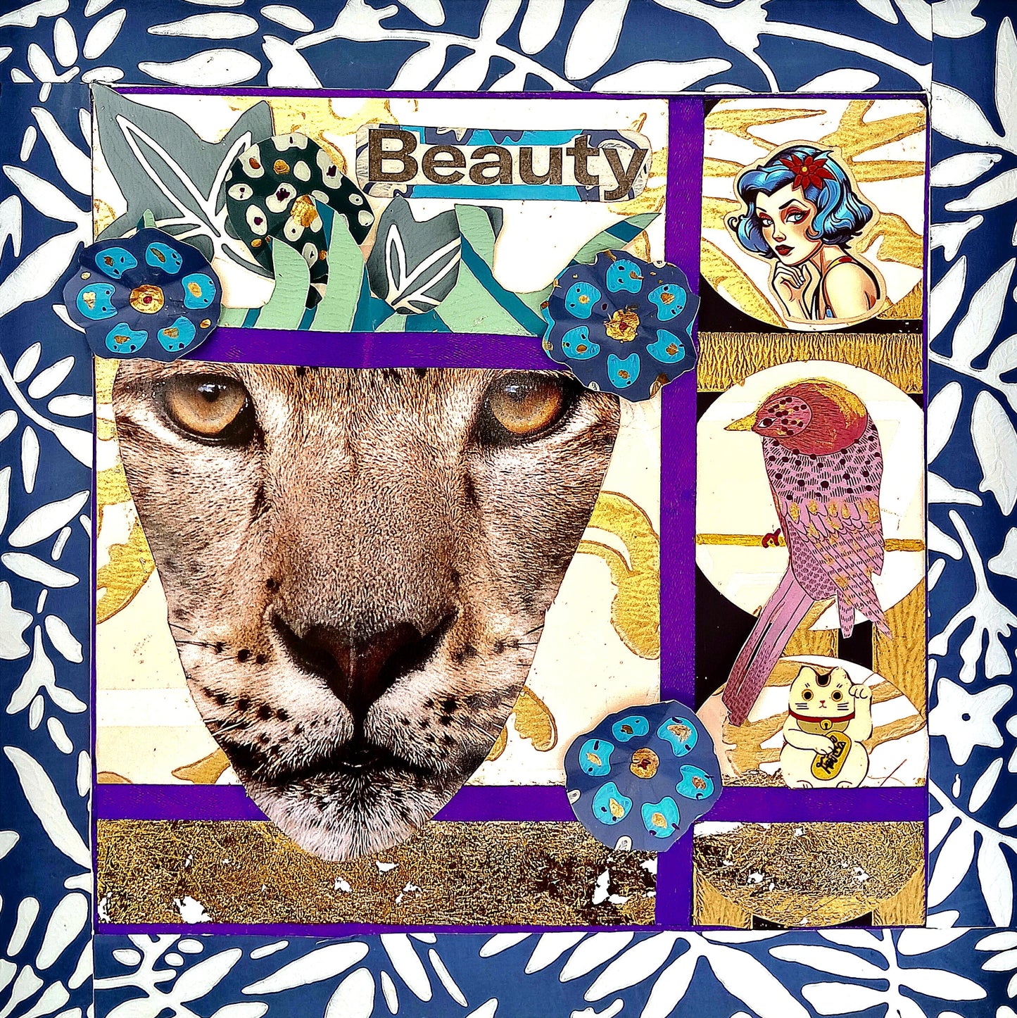WILD BEAUTY. ORIGINAL COLLAGE ART. FRAMED.