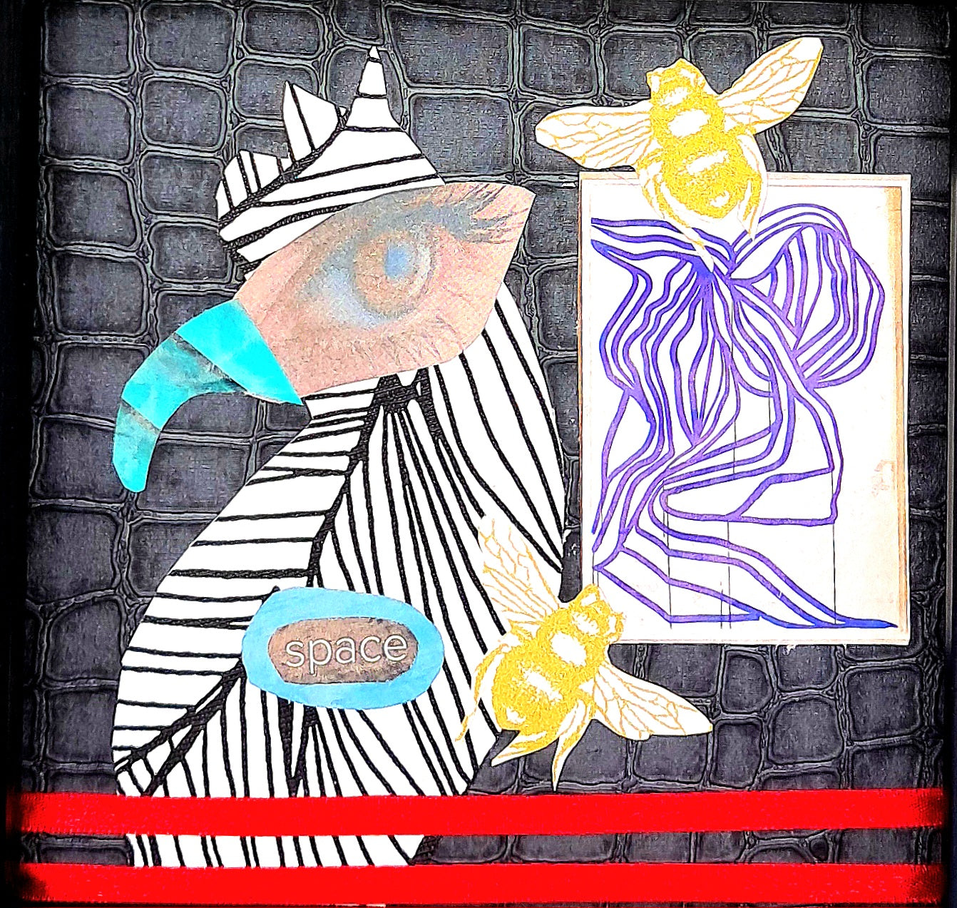 JOURNEY THROUGH SPACE. ORIGINAL COLLAGE ART. FRAMED.