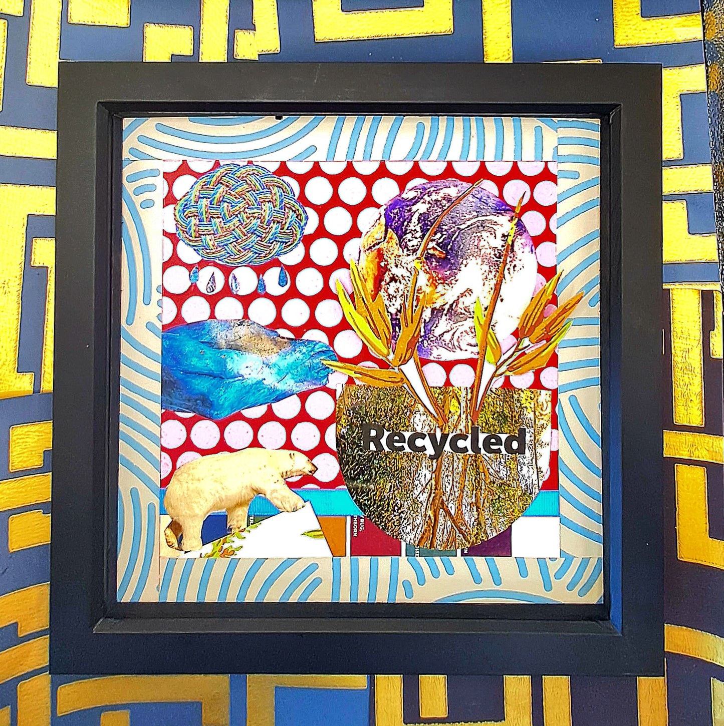 EARTH'S SURVIVAL. ONE OFF COLLAGE ART. FRAMED.