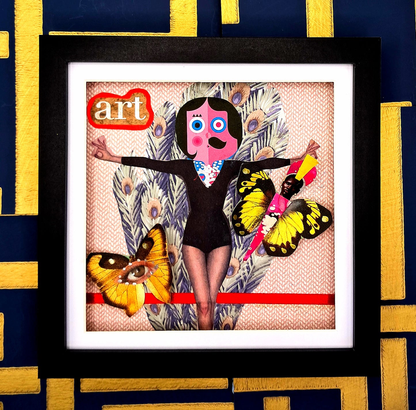 DAYDREAMING. ORIGINAL COLLAGE ART. FRAMED.