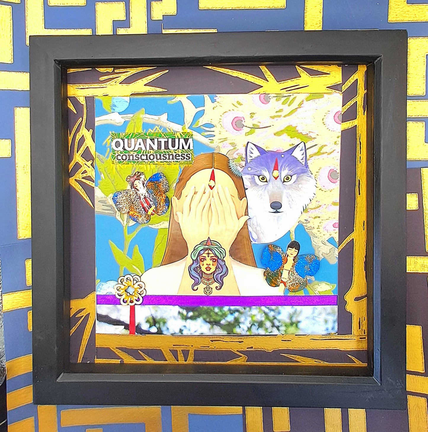 QUANTUM CONCIOUSNESS. ORIGINAL COLLAGE ART. FRAMED.