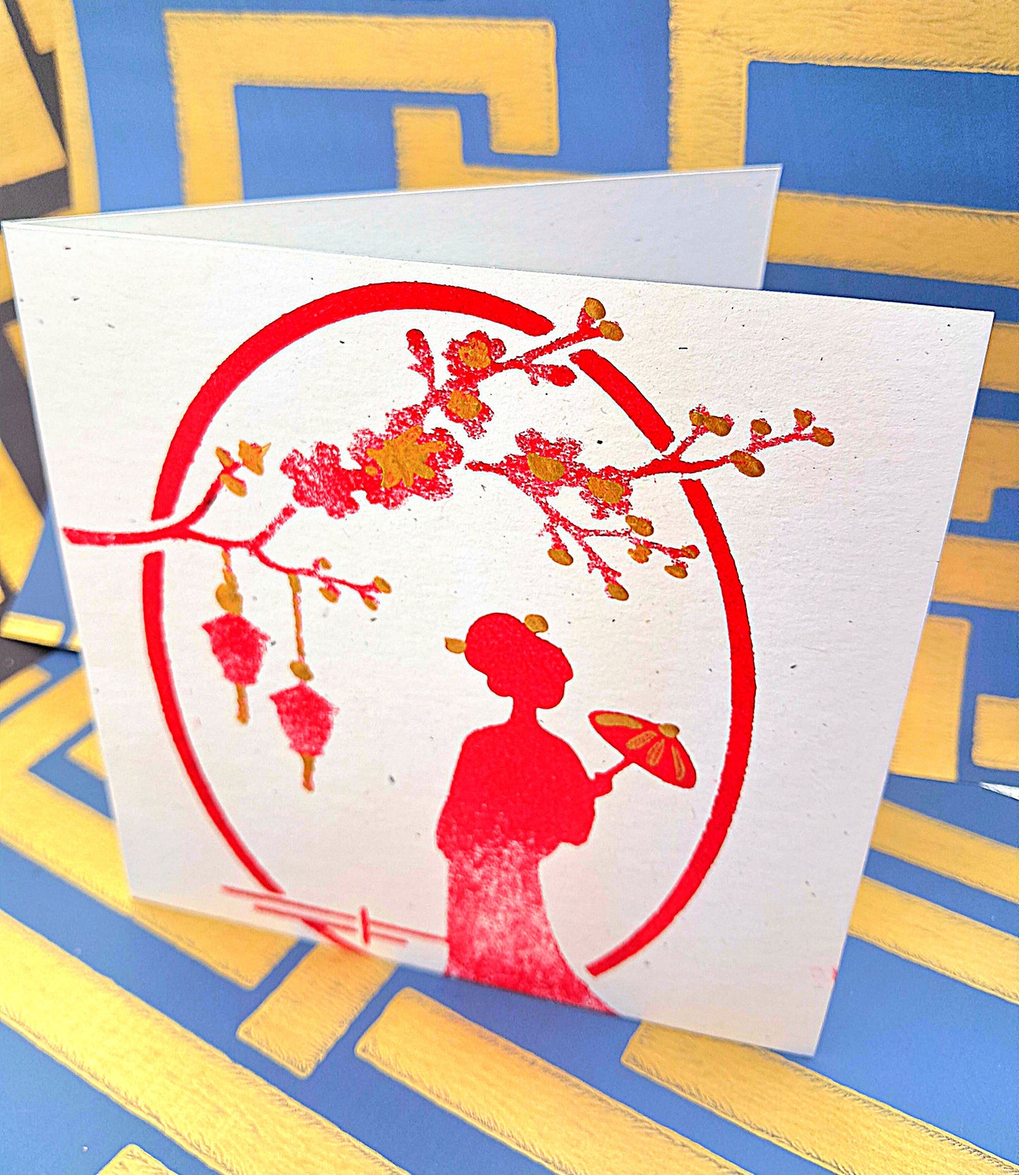 CHERRY BLOSSOM. HAND PAINTED ECO-FRIENDLY GREETINGS CARDS.
