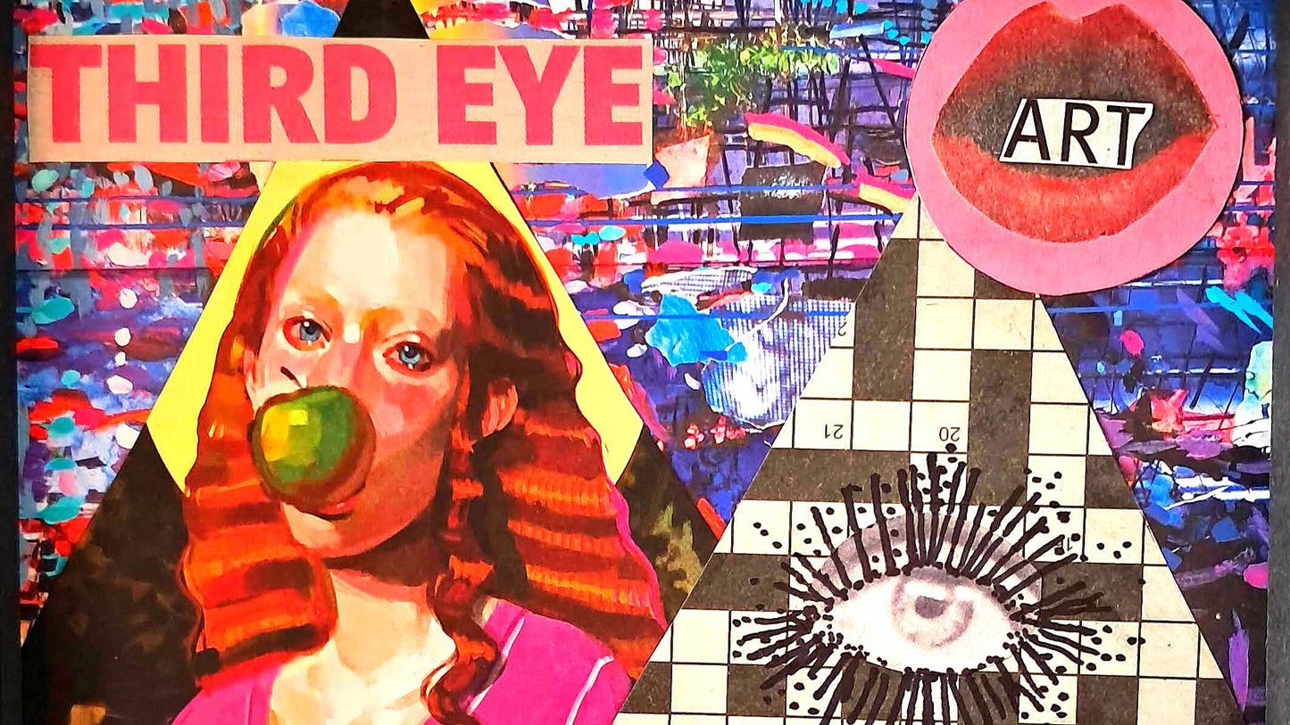 THIRD EYE. ORIGINAL COLLAGE ART. FRAMED.