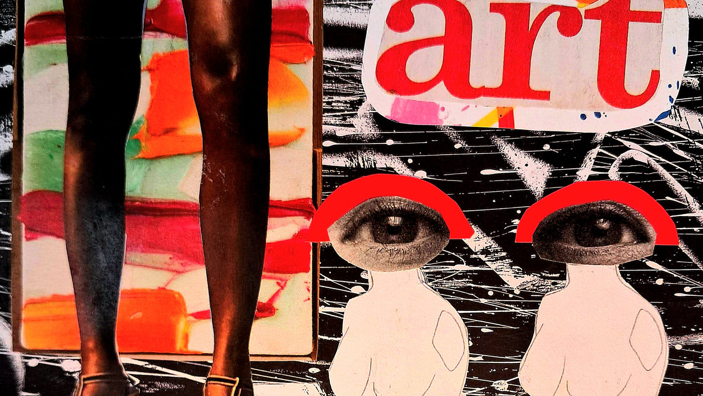 FEMALE FORM. ORIGINAL COLLAGE ART. FRAMED.