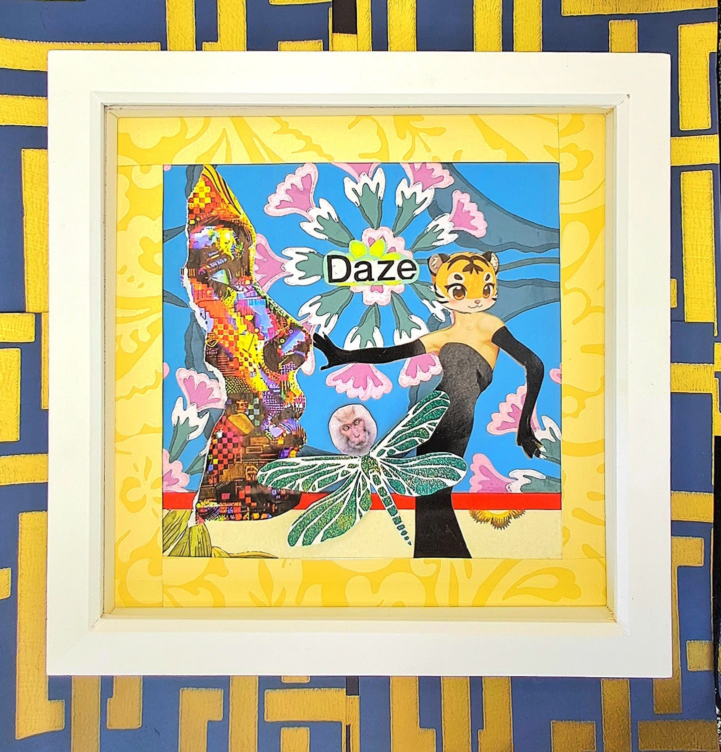 DIGITAL DAZE. ORIGINAL COLLAGE ART. FRAMED.