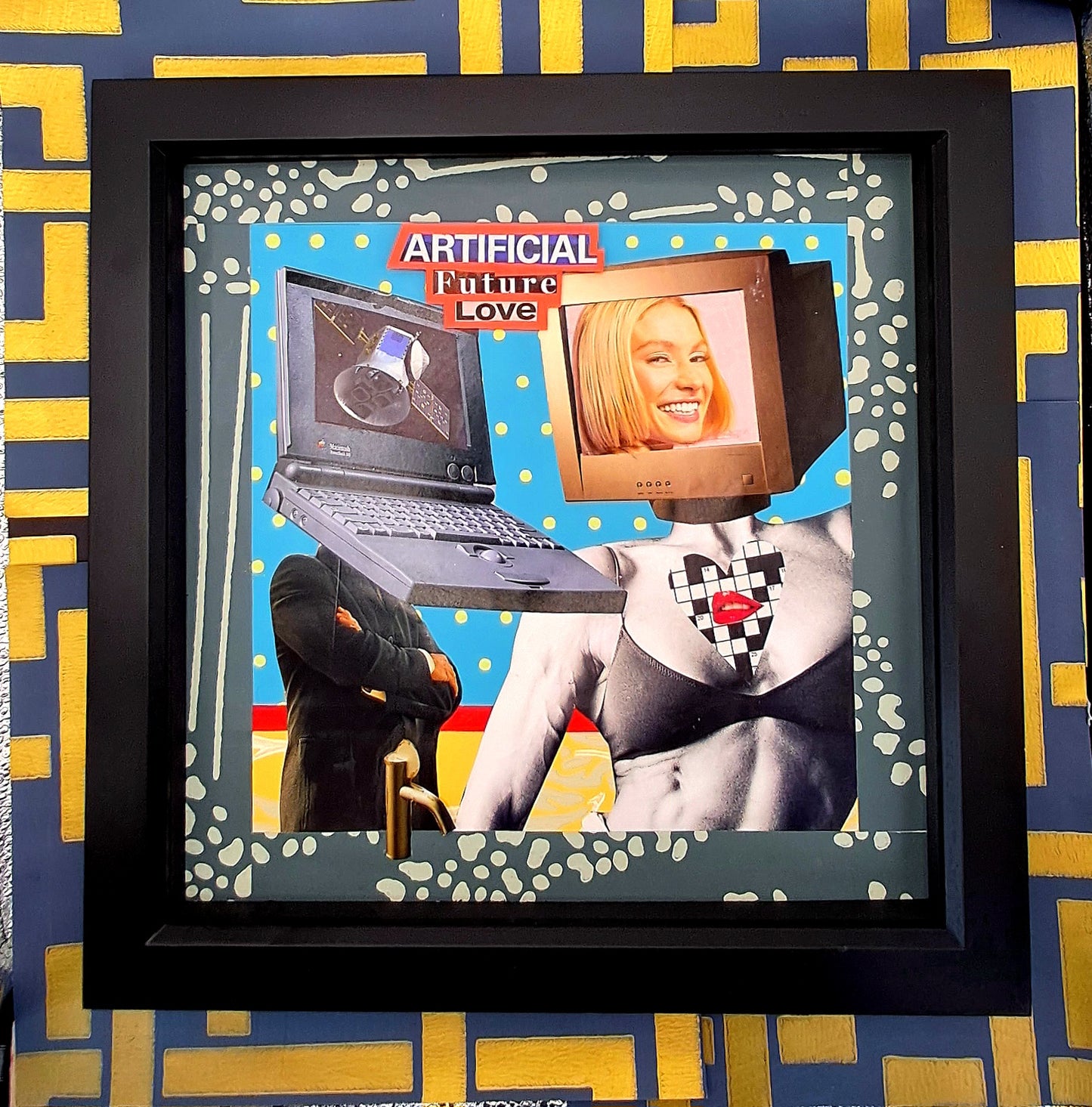ARTIFICIAL FUTURE LOVE. ORIGINAL COLLAGE ART. FRAMED.