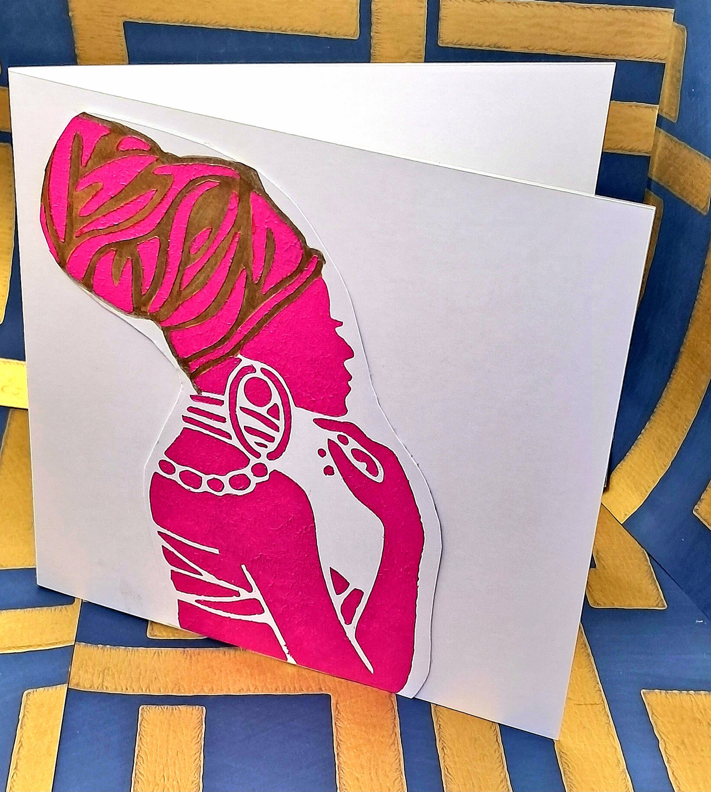 NINA - HAND PAINTED AFRICAN QUEEN COLLECTION. ECO-FRIENDLY GREETINGS CARD.