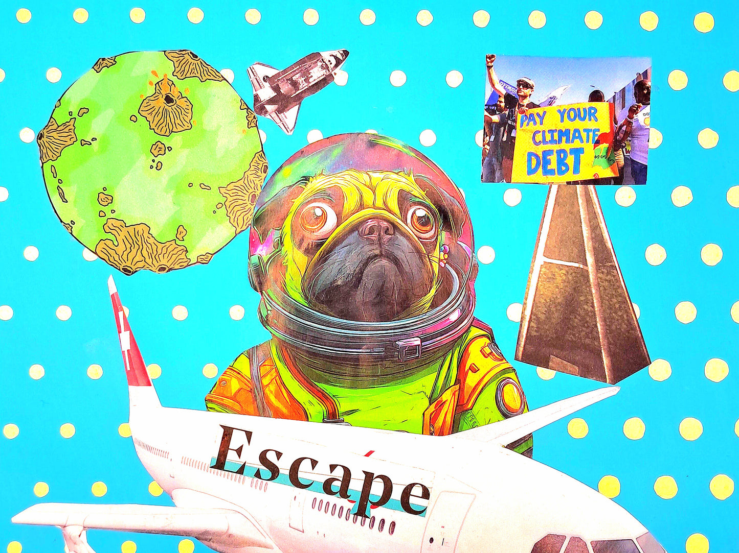 ESCAPE PLAN. ORIGINAL COLLAGE ART. FRAMED.