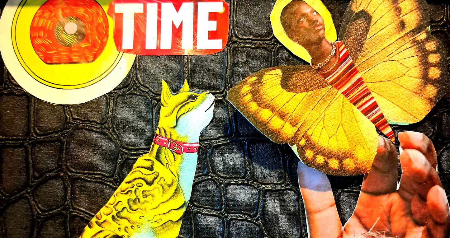 MOMENT IN TIME. ORIGINAL COLLAGE ART. FRAMED.