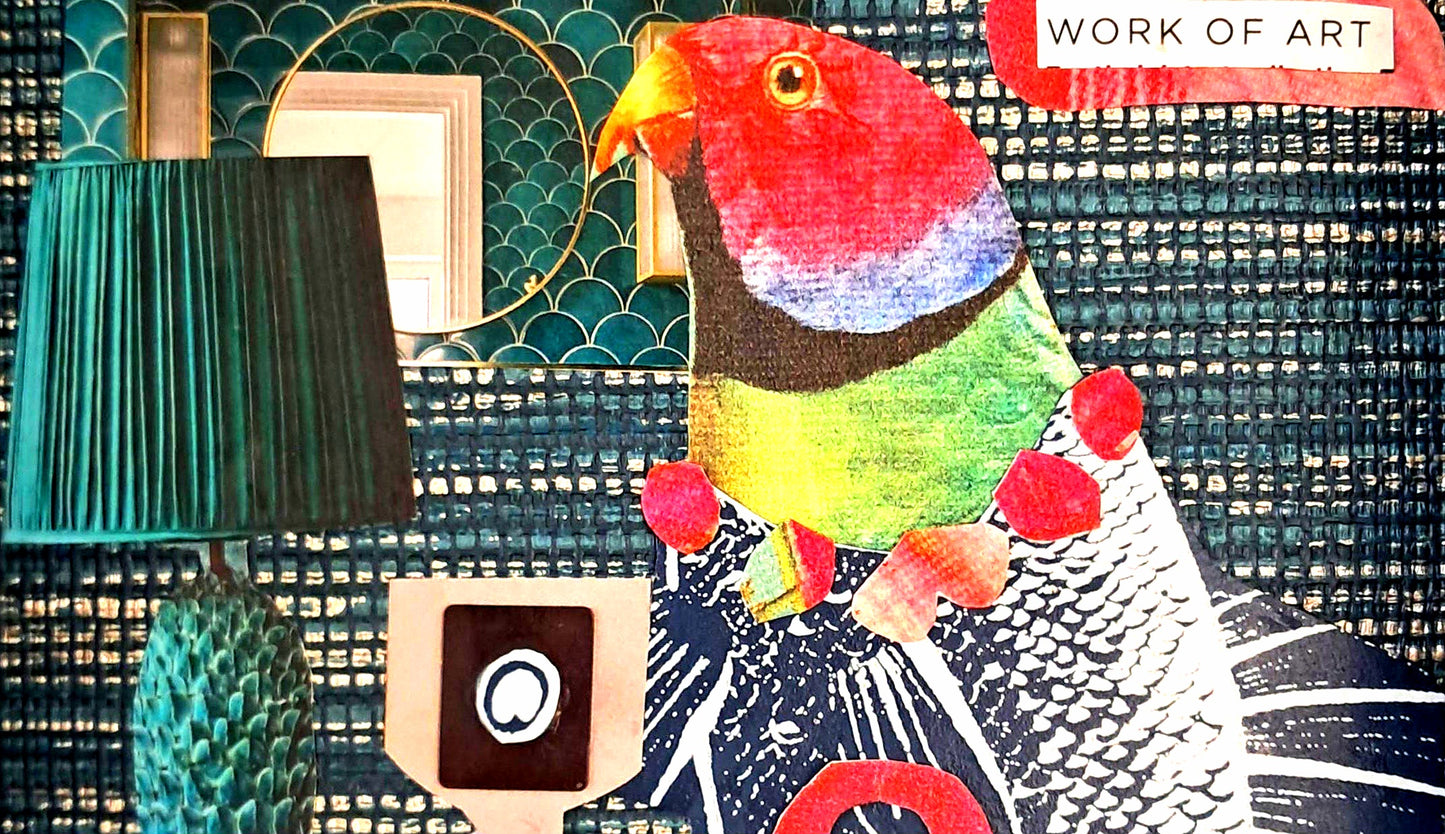 WORK OF ART. ORIGINAL COLLAGE ART. FRAMED.